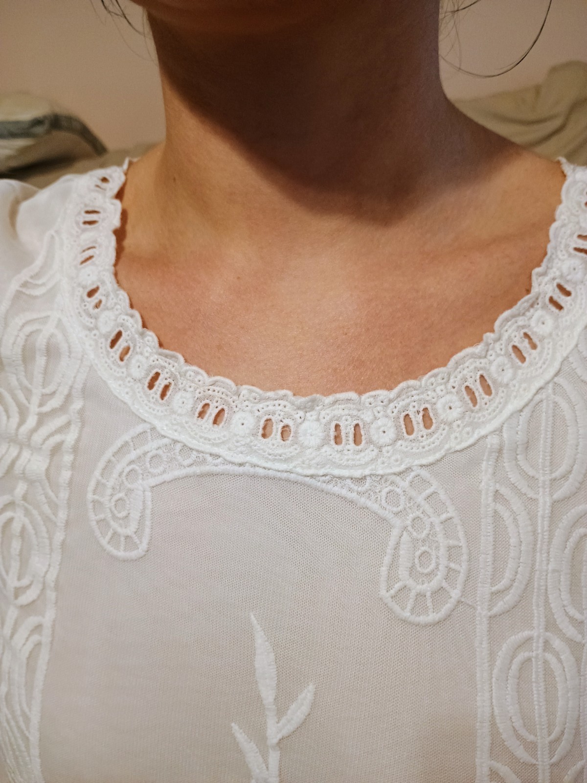 Lace cotton/ poly wedding dress long sleeve. Sz S