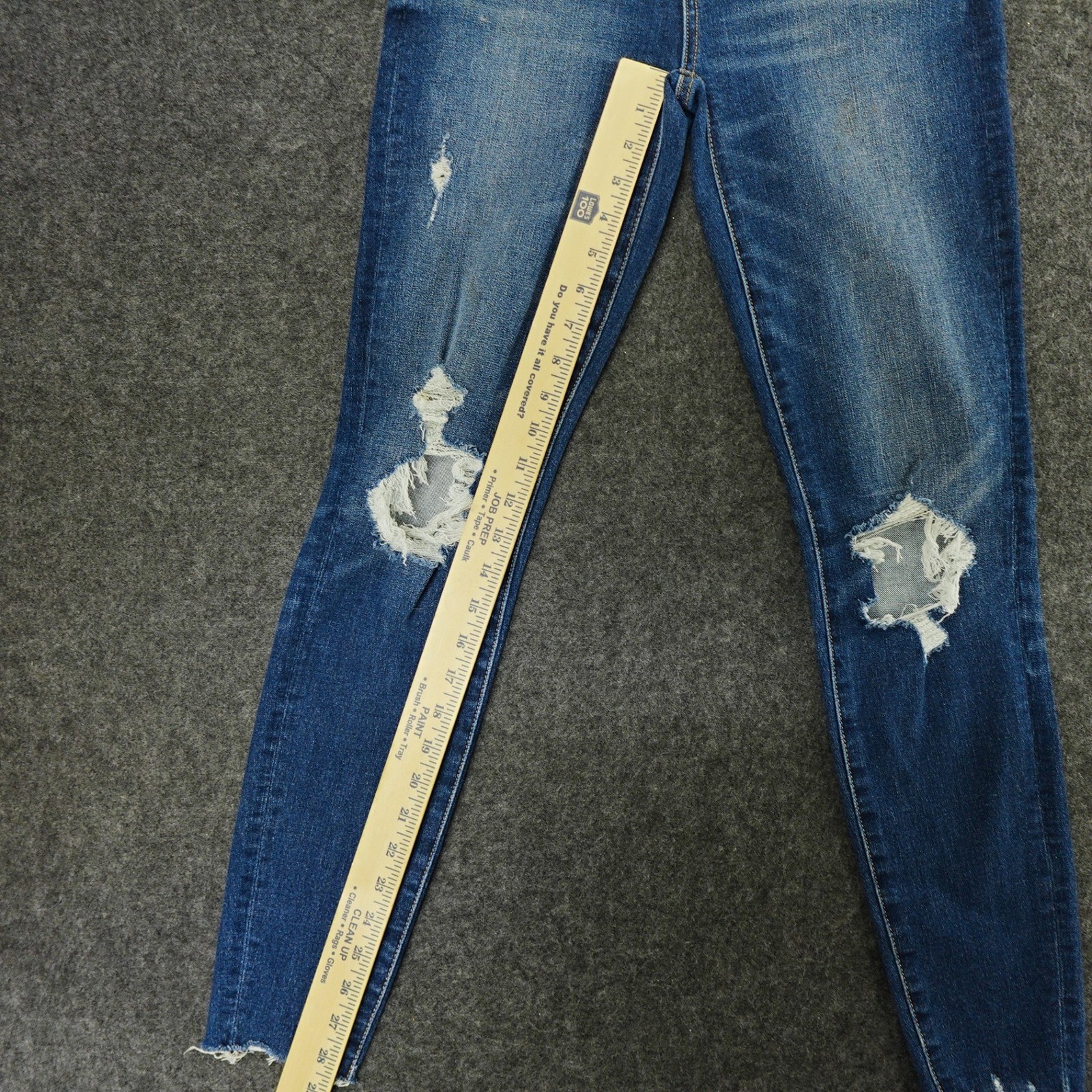 American Eagle Hi-Rise Jegging Distressed Ripped Raw Hem Blue Wash Jeans