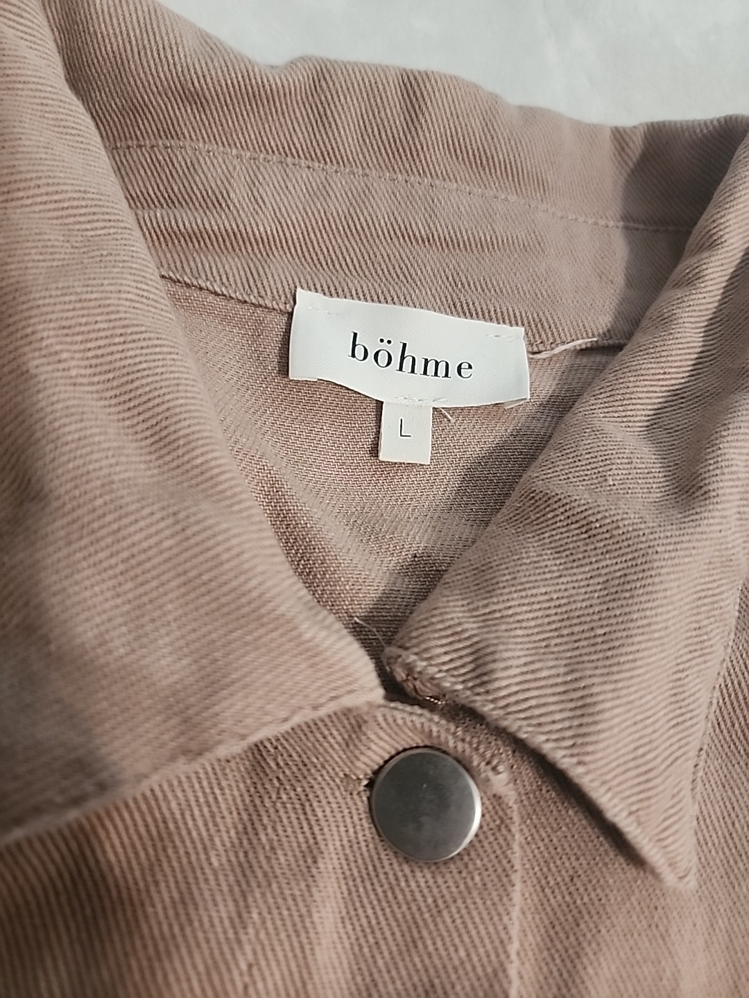 bohme shirt/jacket distressed Fringe Corduroy~ Blush Women’s Sz L WESTERN Cotton