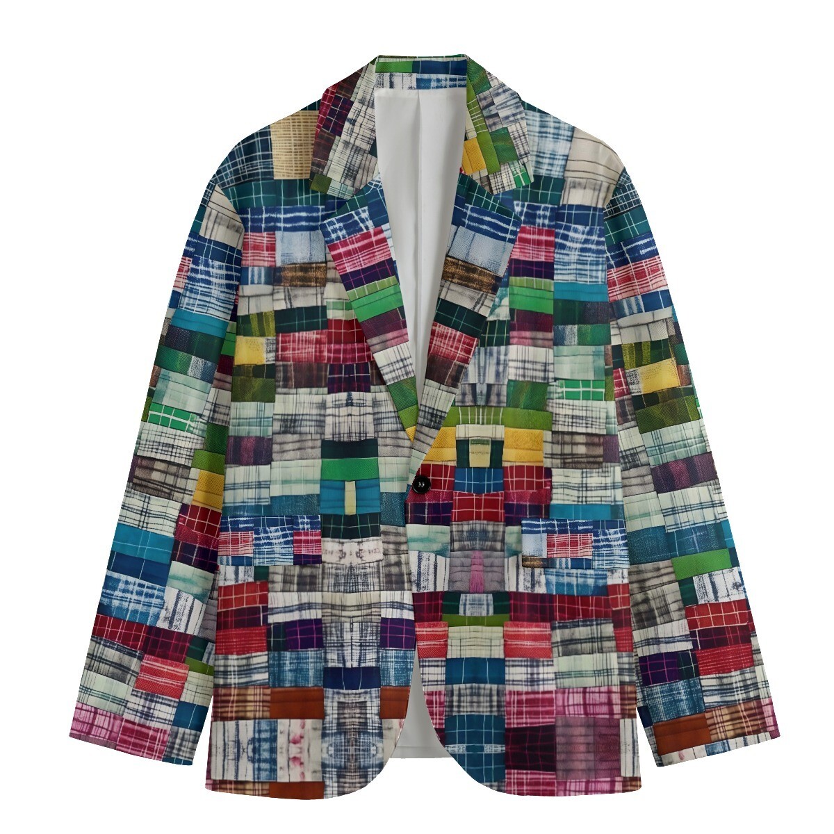Plaid Patchwork Madras Blazer Cotton Sport Coat Dinner Jacket Ivy League Preppy