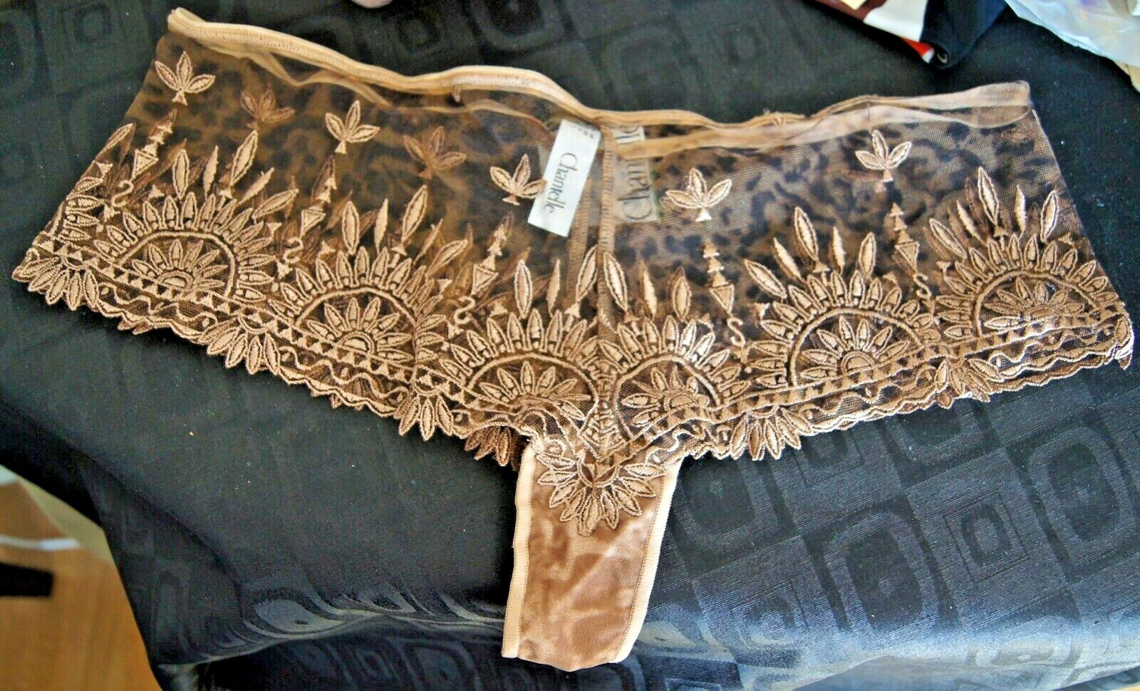 Chantelle Gold “Wild Africa” Embroidered Sheer Deep Shorts Style 3694/MP