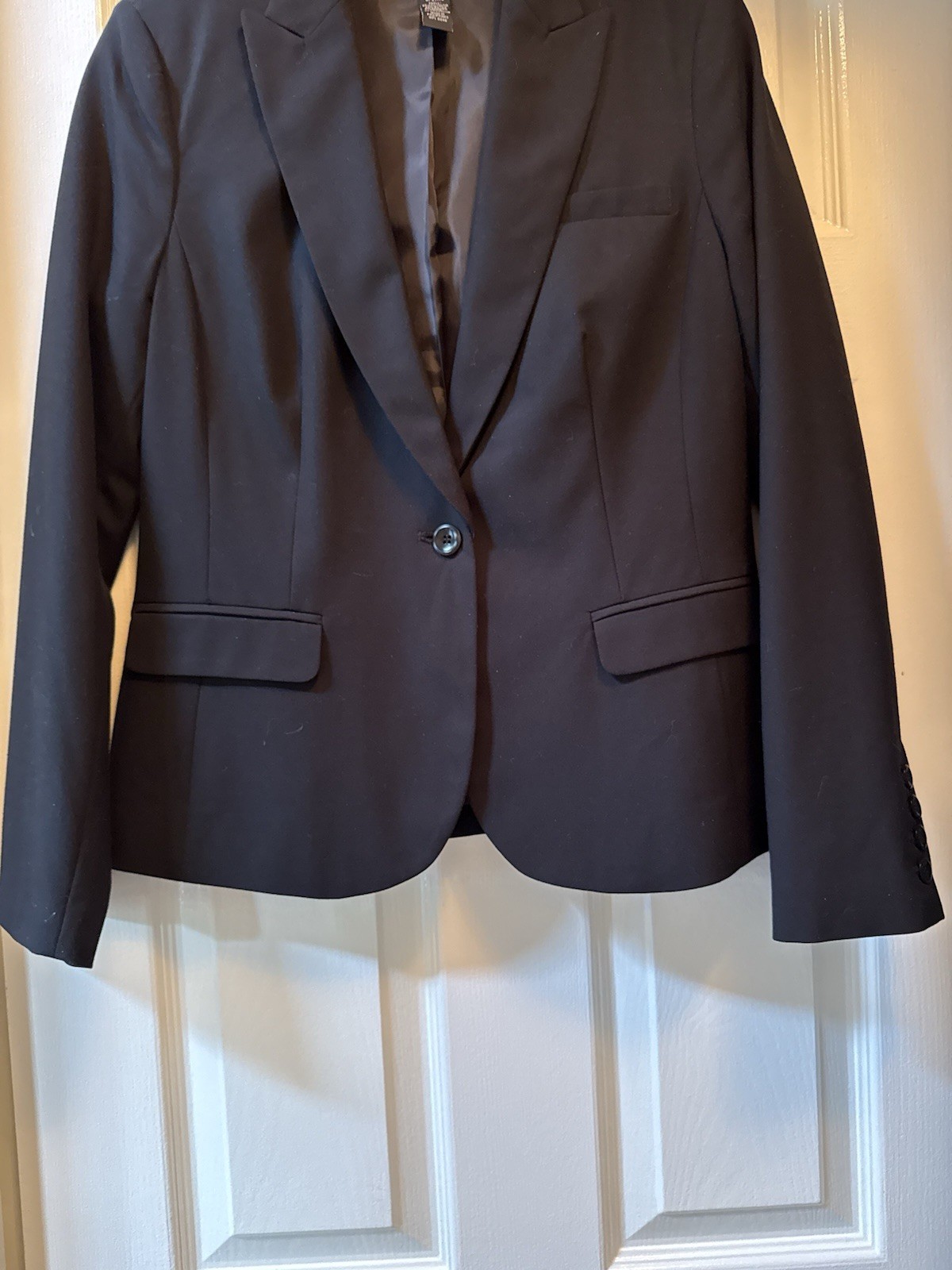 INC International Concepts Black Polyester Blend One Button Blazer-Size 8 Petite