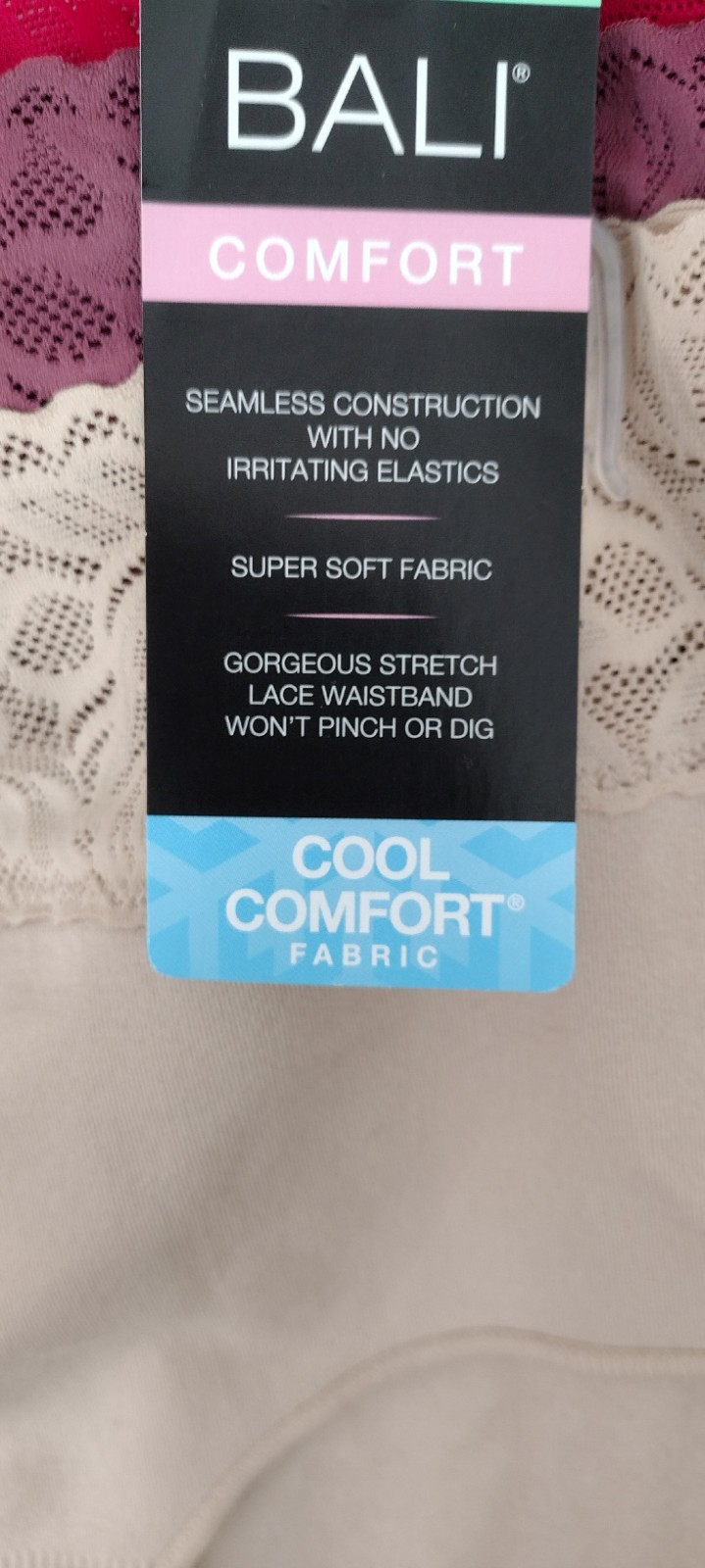 BALI 3 PACK ASSORTED COLORS SIZE 8/L HI-CUTS PANTIES DFMLB3 SEAMLESS COMFORT NEW