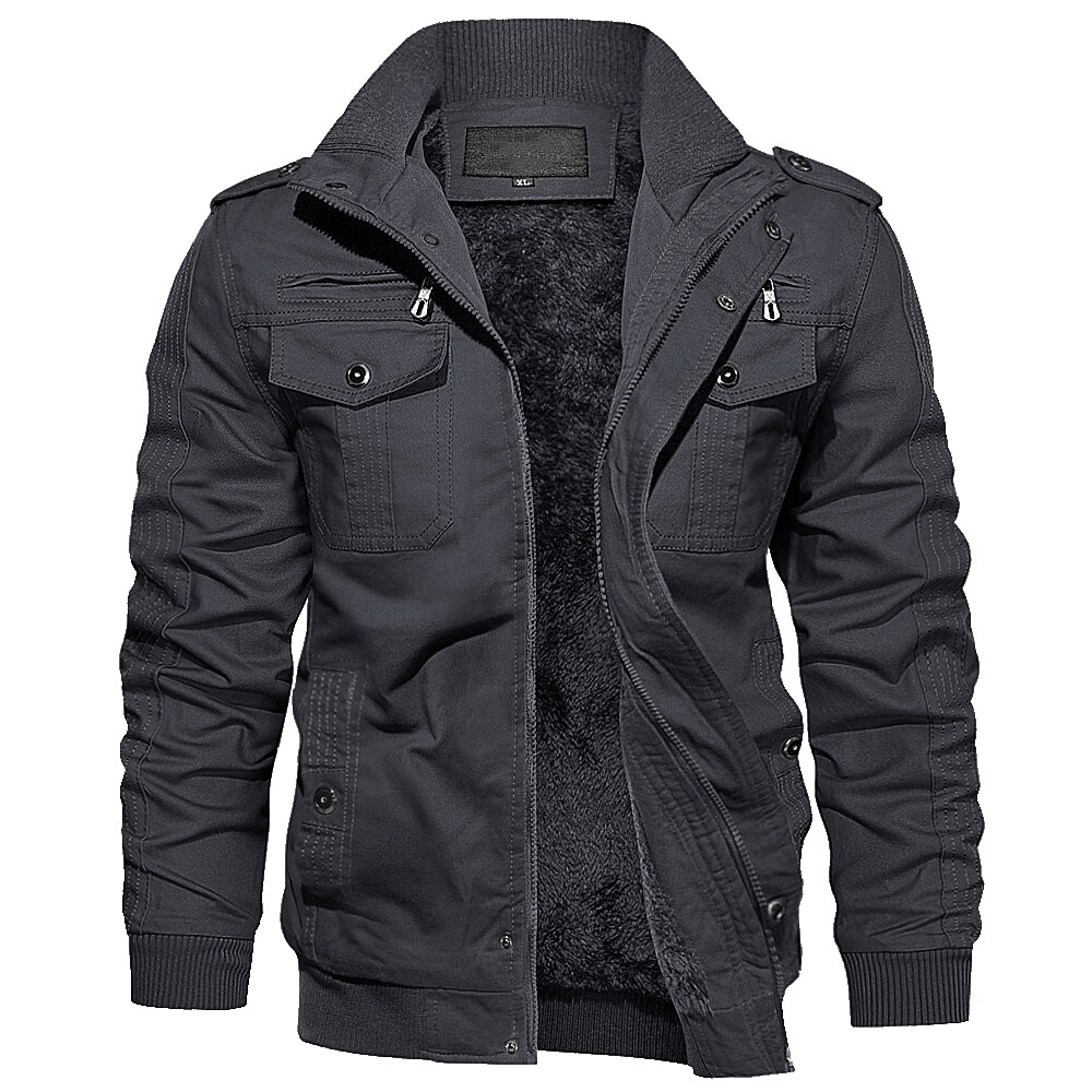Men’s Fleece Lined Bomber Jacket Tactical Army Combat Cotton Casual Work Coat US