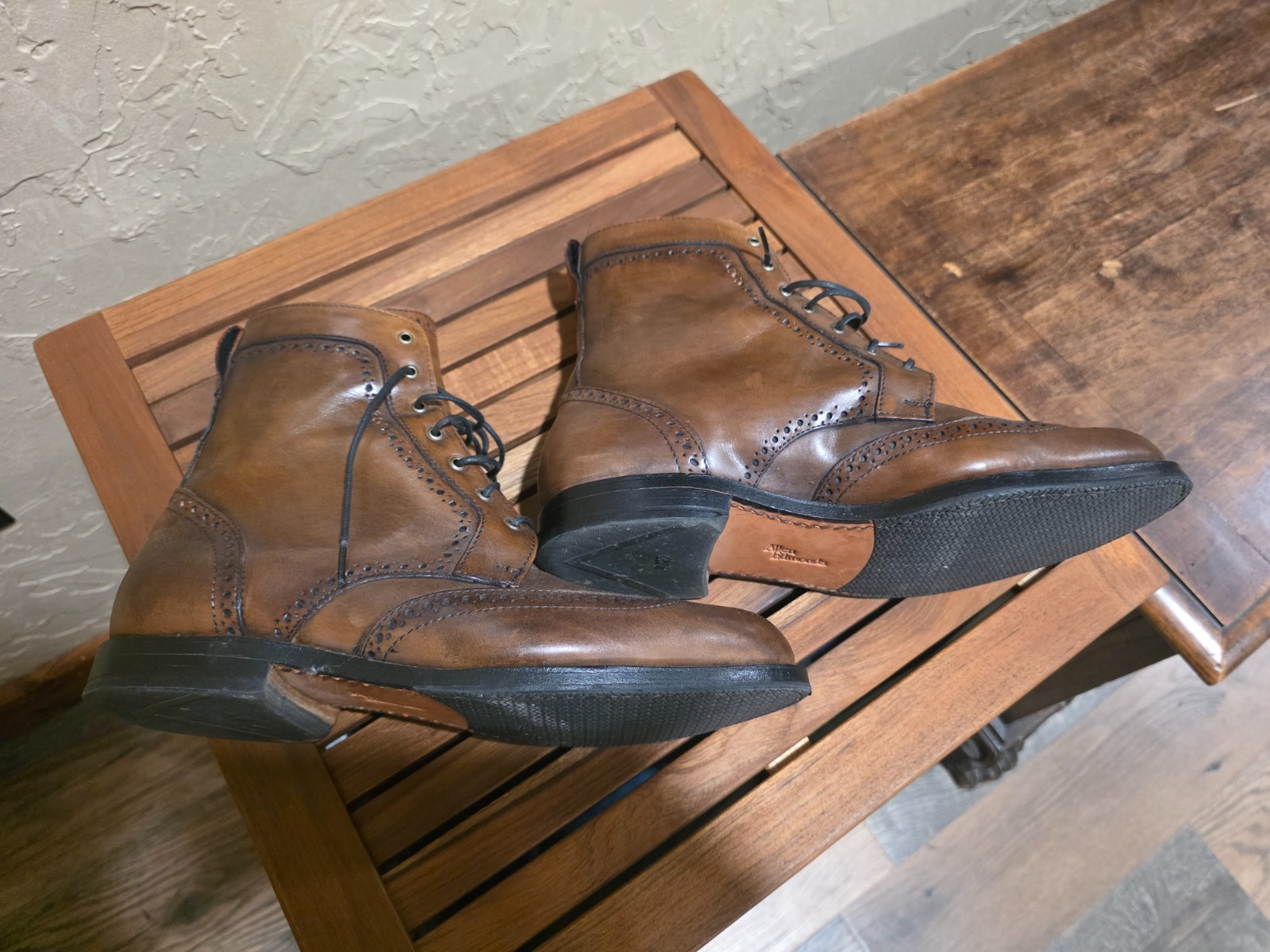 ALLEN EDMONDS 9EEE DALTON BOURBON WINGTIP BOOTS 9 3E