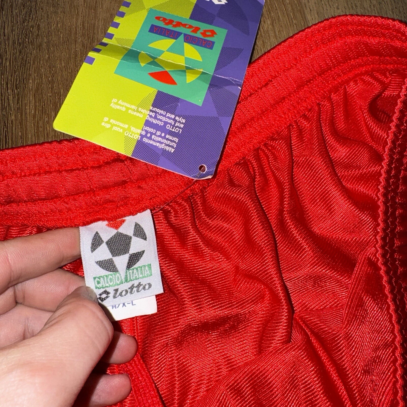Vtg 90s Lotto Soccer Shorts Mens XL Wet Look Shiny Polyester Glanz Dazzle NOS