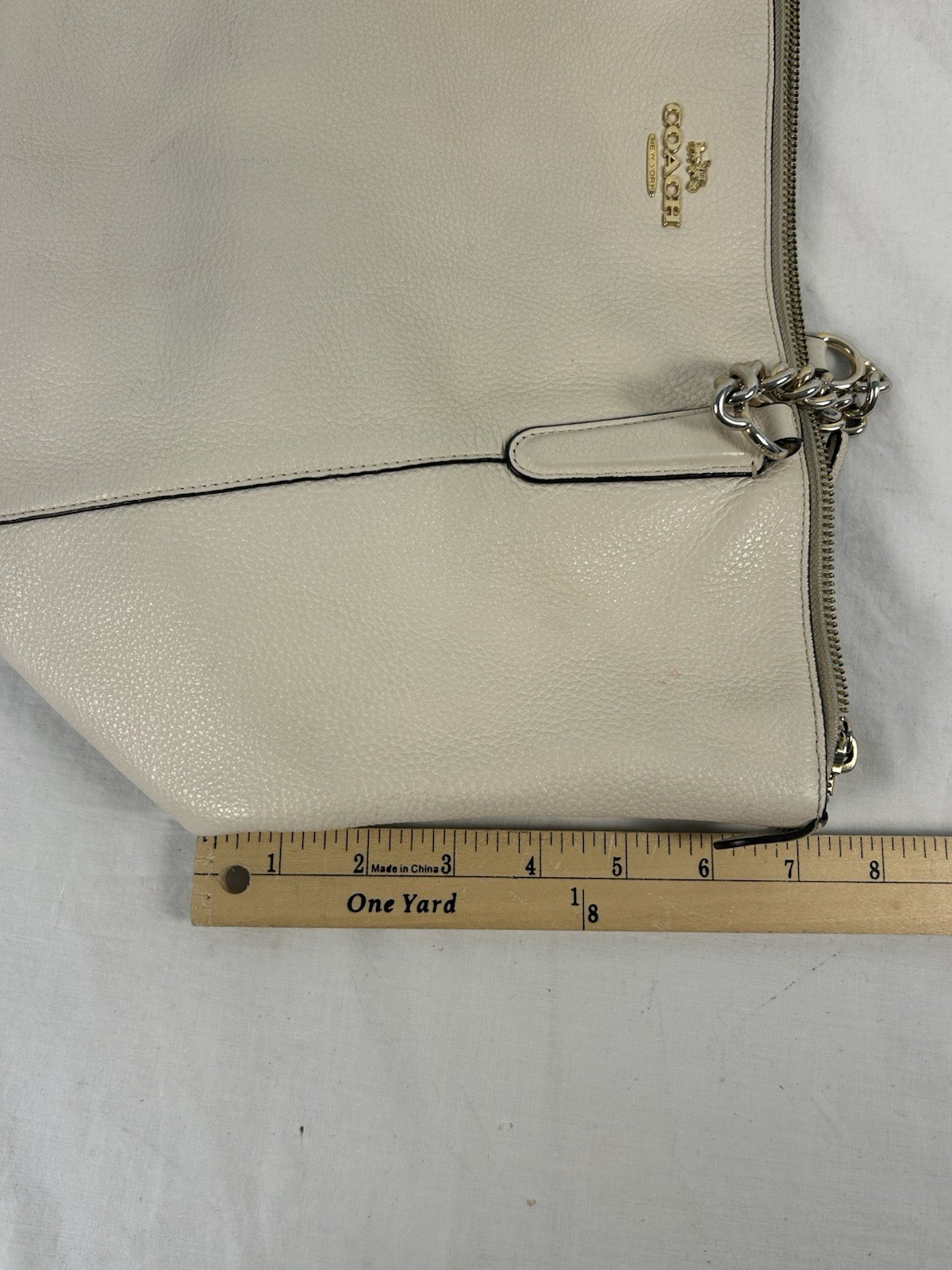 Coach F29007 Ava Chain Tote In Ivory Crossgrain Leather