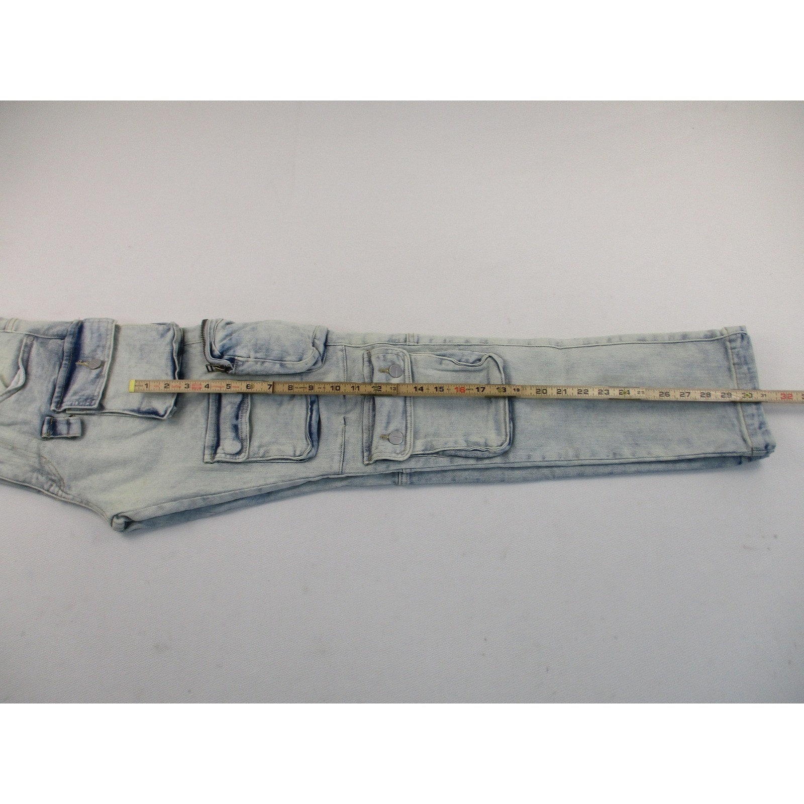 First Row Cargo Jeans Mens 30×32 Light Wash Denim Utility Pocket Streetwear
