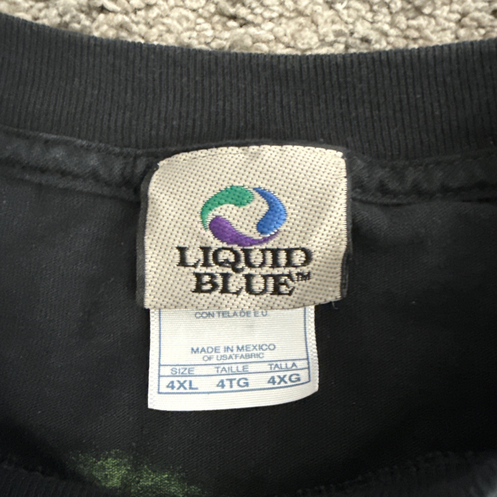 Liquid Blue All Over Green Skull Print Shirt 4XL Vintage 2001 Juicy J Authentic