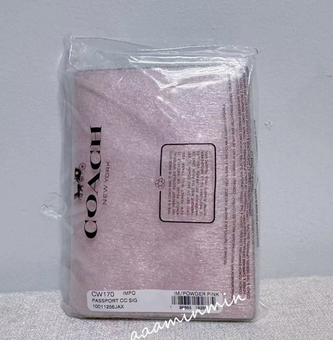 NWT Coach Passport Card Case In Signature Canvas CW170 Powder Pink/original Pack