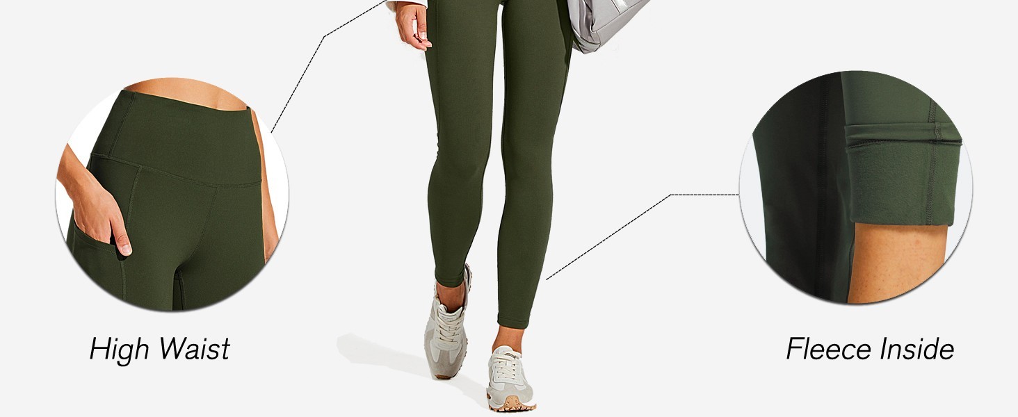 ZUTY Fleece Lined Leggings Women Water Resistant Winter Thermal Insulated High