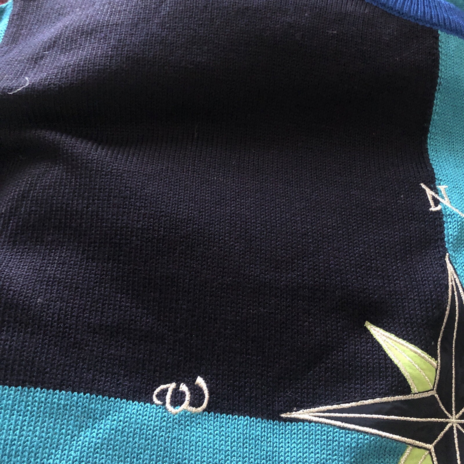 VINTAGE YARELL GREEN/BLUE/BLACK KNITTED JUMPER – SIZE 14 NEW WITHOUT TAGS
