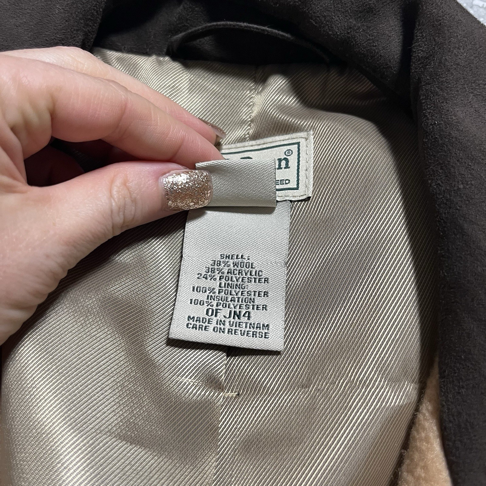 LL Bean Vtg Wool Blend Button Barn Coat Jacket Camel Tan 90s Womens S