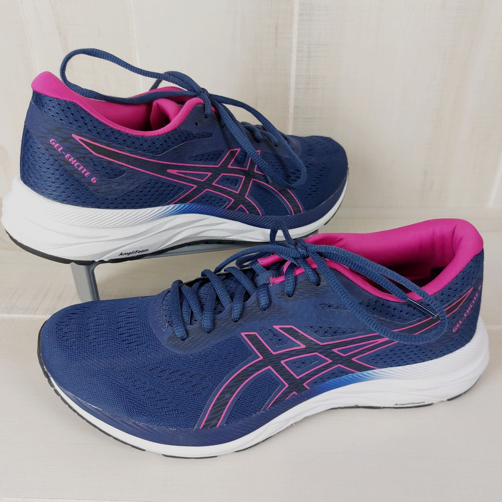 Asics Gel-Excite 6 Running Shoes Womens Size 11 Blue Pink Mesh Training 1012A150