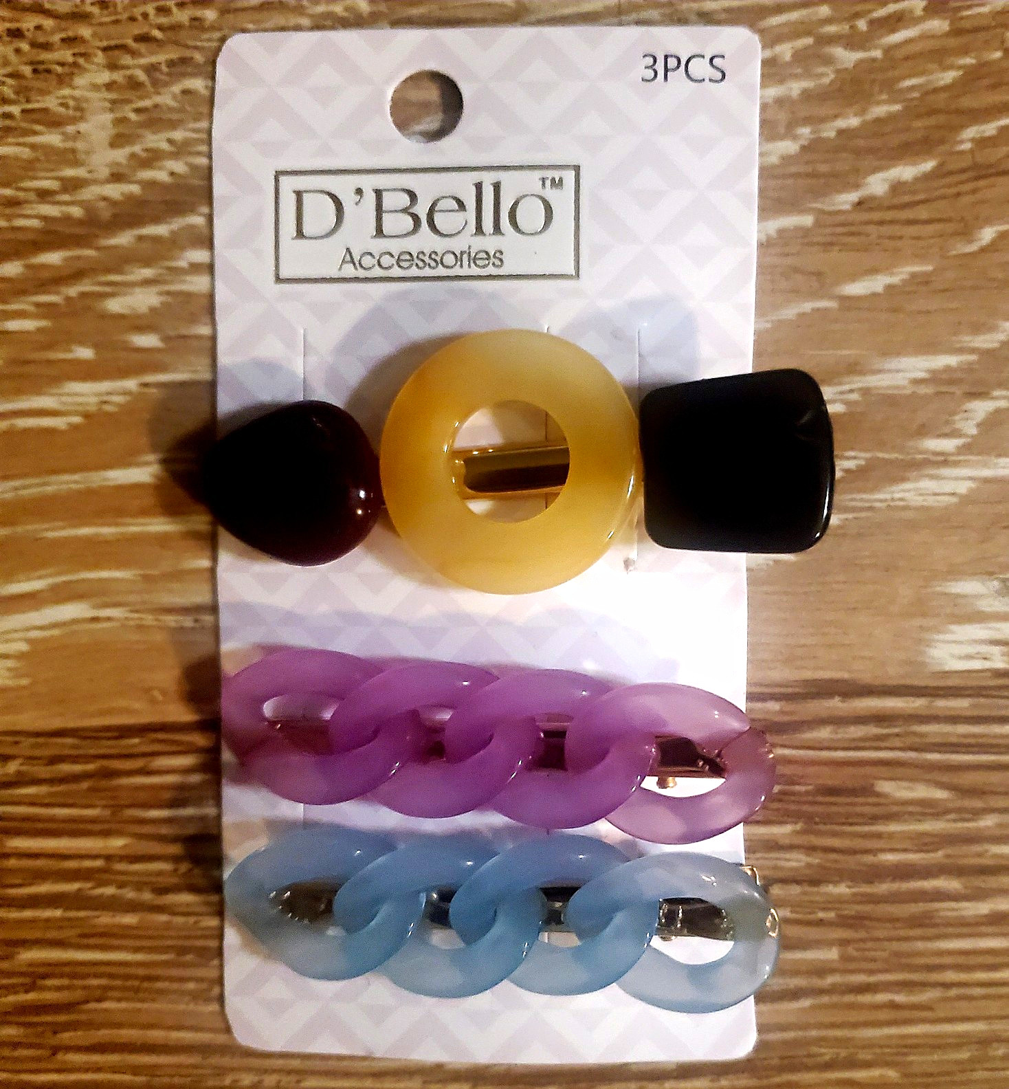 D’Bello Hair Accessories 3PCS Multicolor Chain Accent Geometric Set