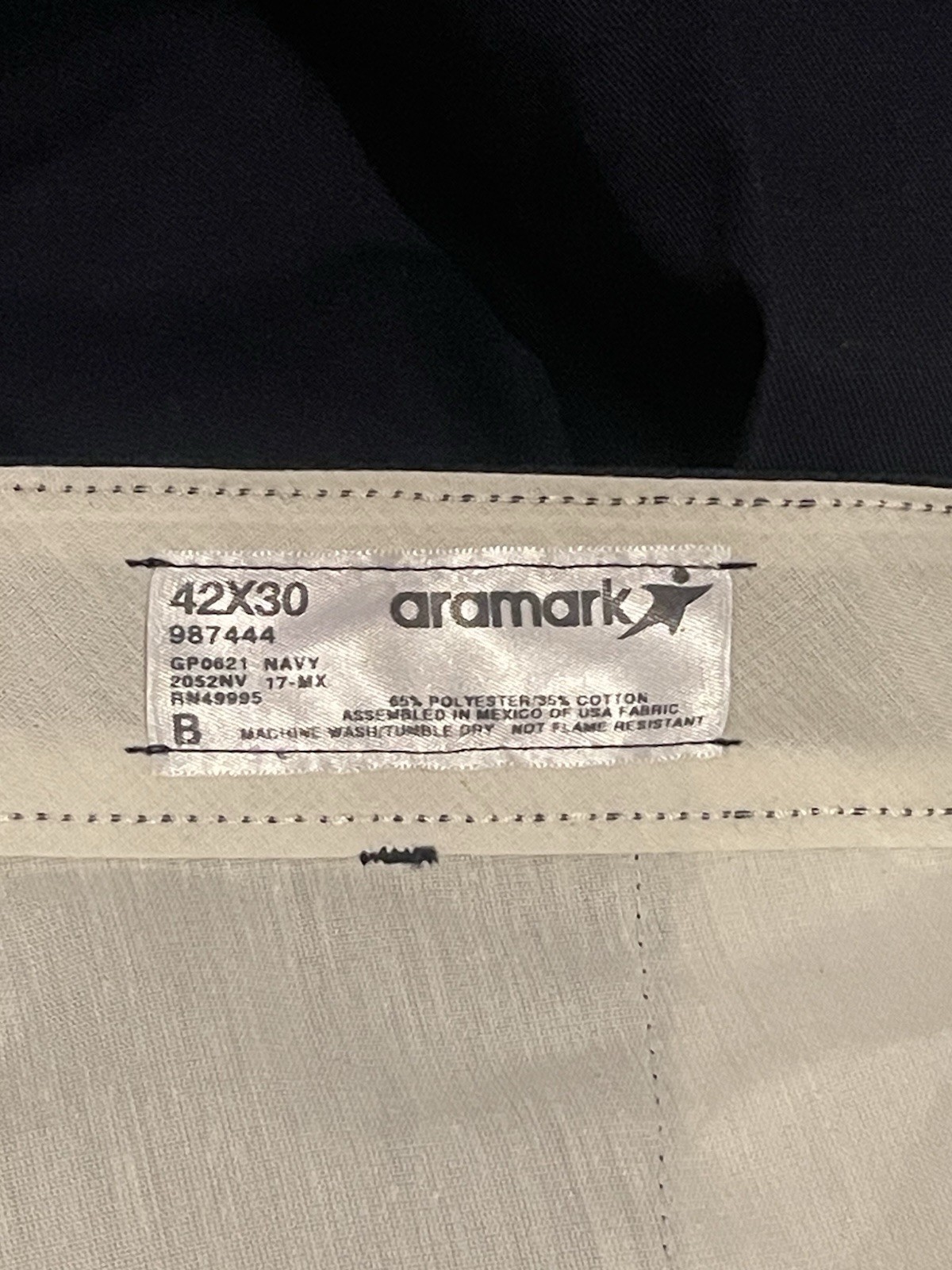 Aramark Men’s Work Pants Size 42×34 Navy Blue Durable Uniform Slacks