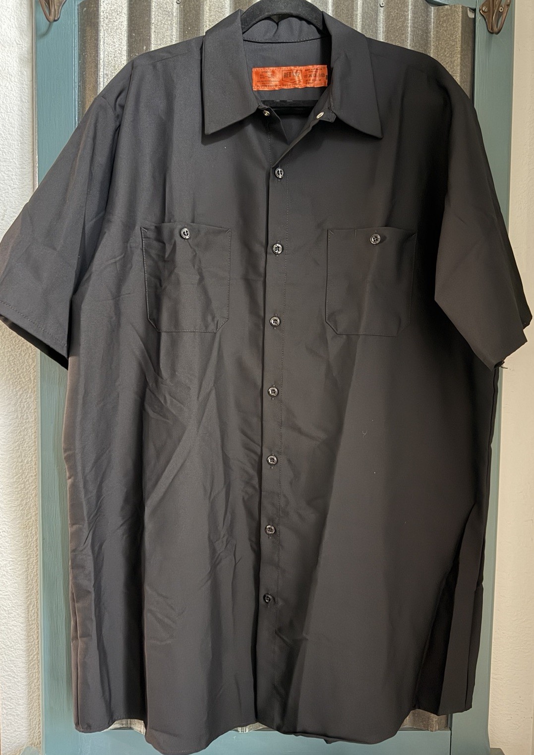Red Kap Industrial Mens Work Shirt SP24 Black Size XL Short Sleeve Button Down