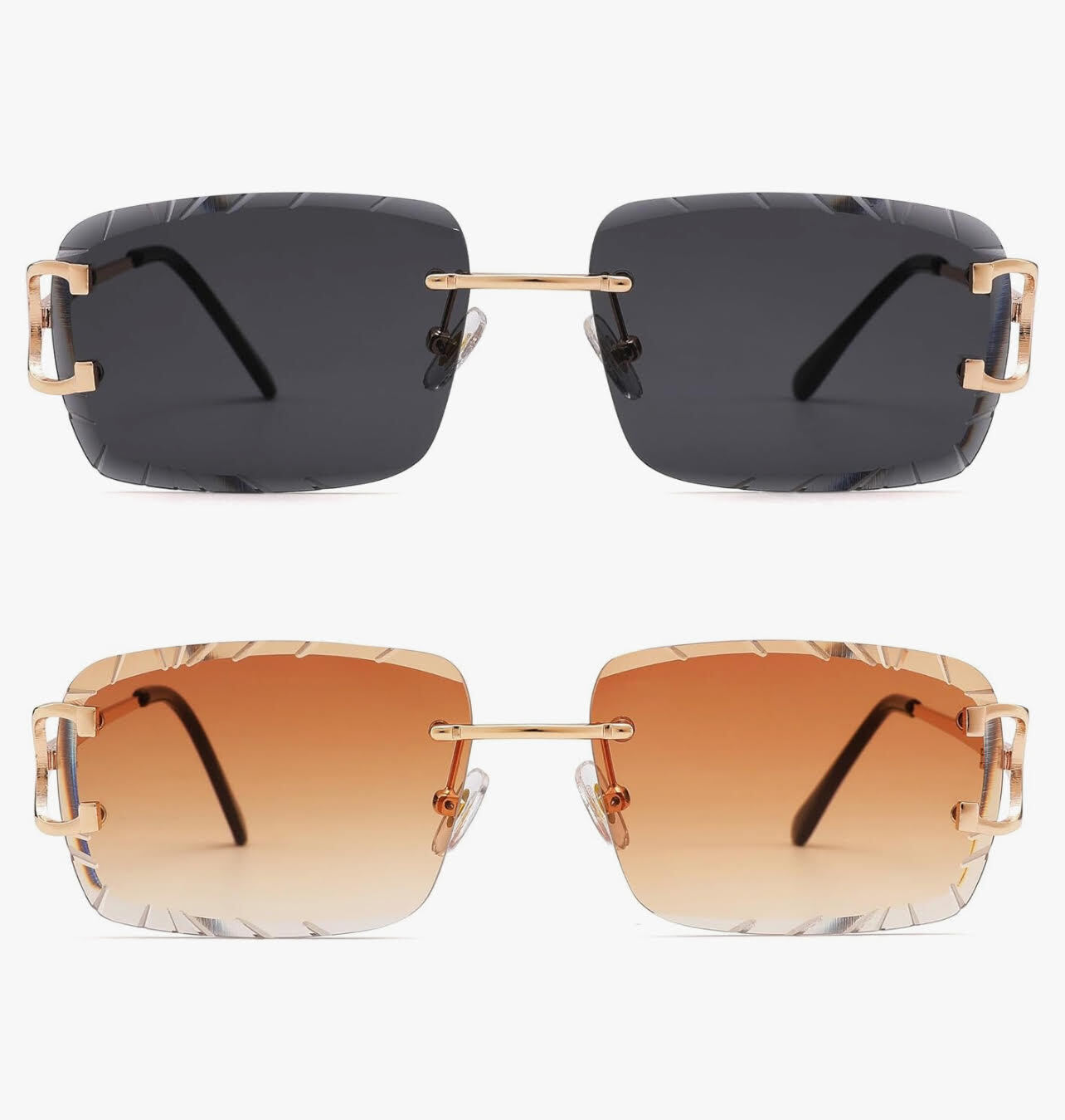 Sunglasses Framless Men Square Classic Retro Style Outdoor Hip Hop Migos Clear