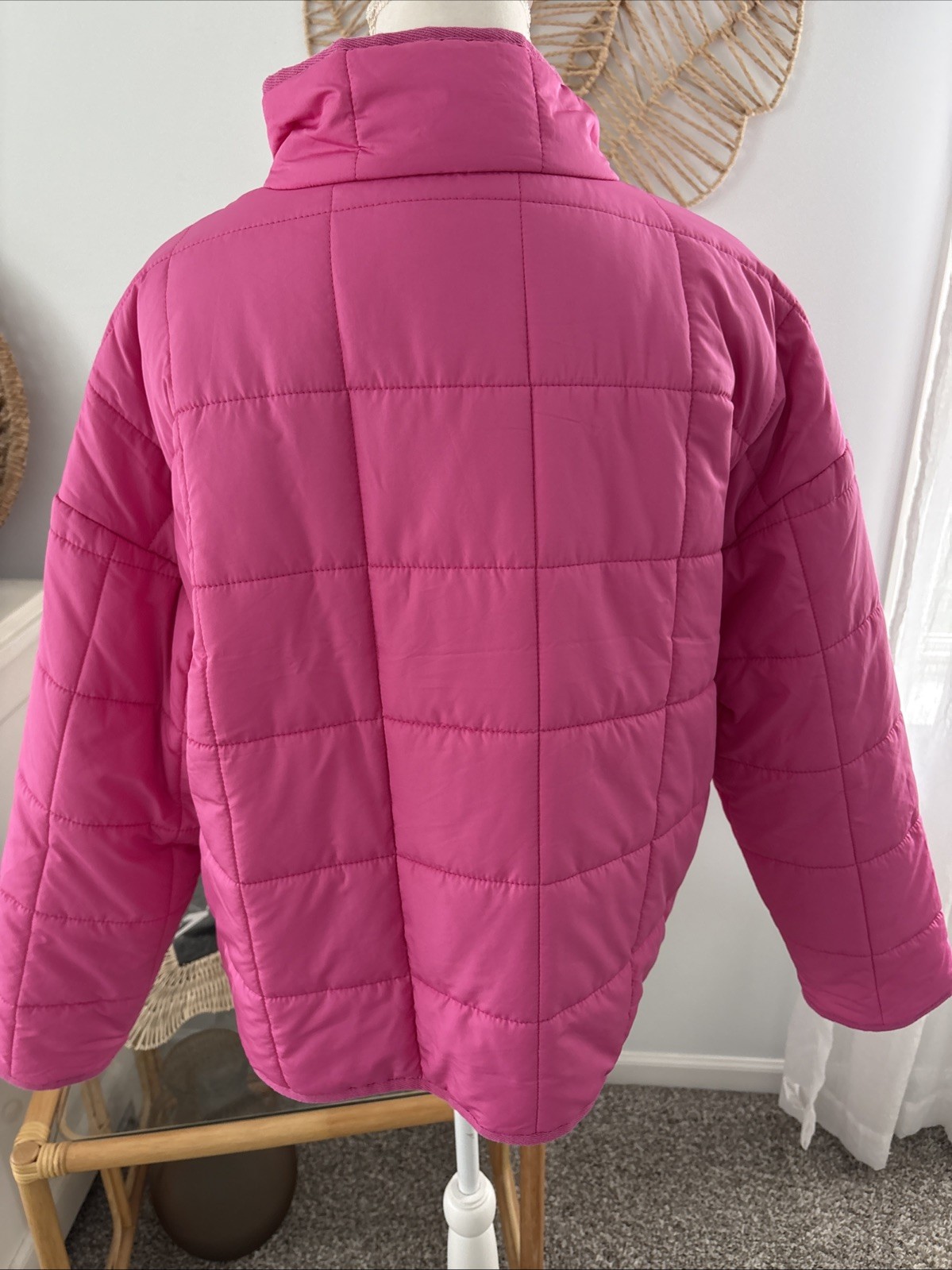 Thread & Supply Jacket Coat Dark Pink Quilted Button Front Medium Weight Large L