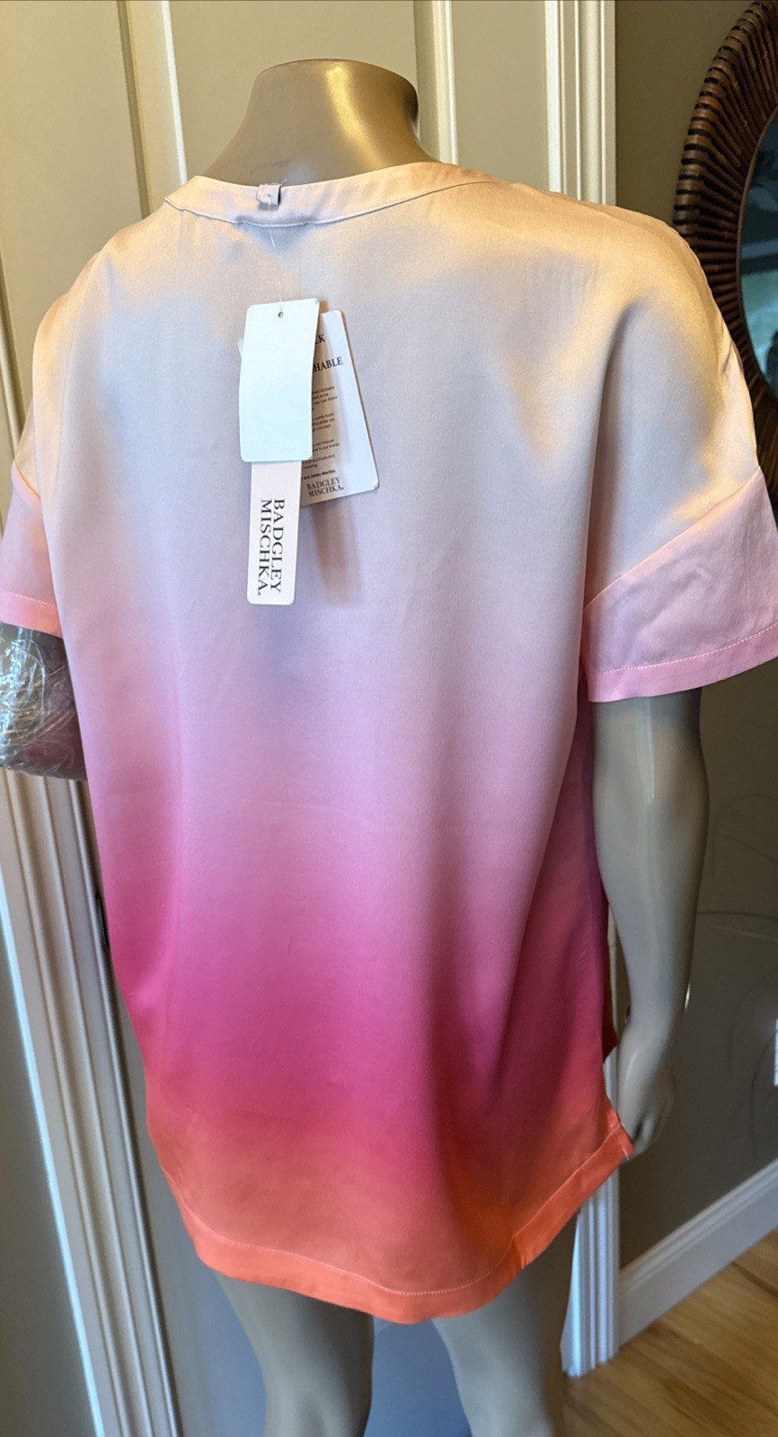 BADGLEY MISCHKA Ombre Mulberry Silk Blouse Women’s Size S Multi NWT