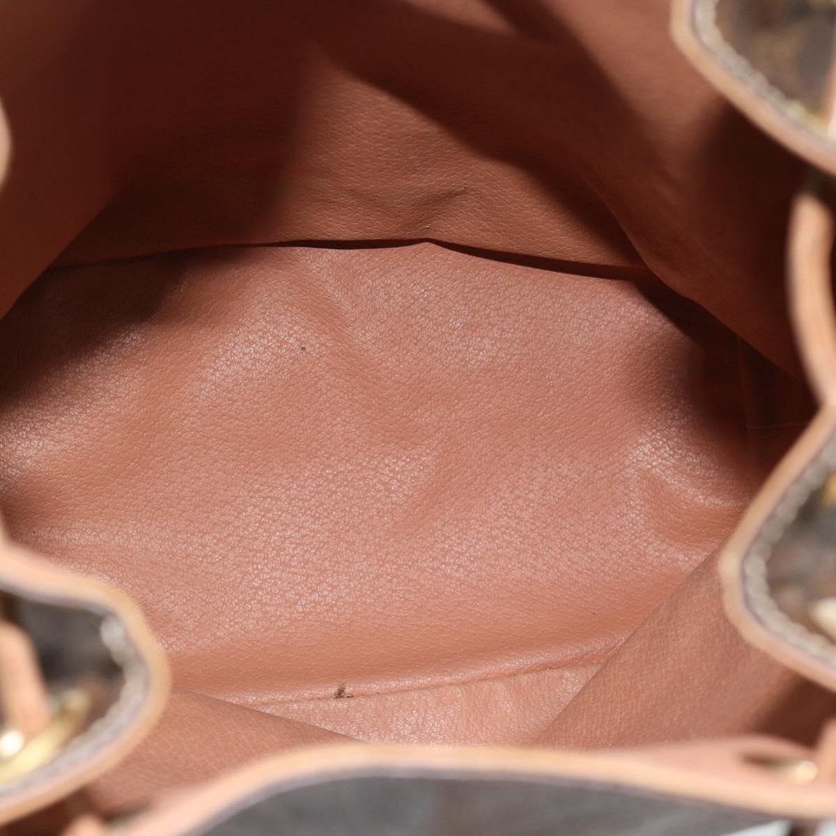 CELINE Macadam Canvas Backpack PVC Leather Brown Gold Auth bs35270