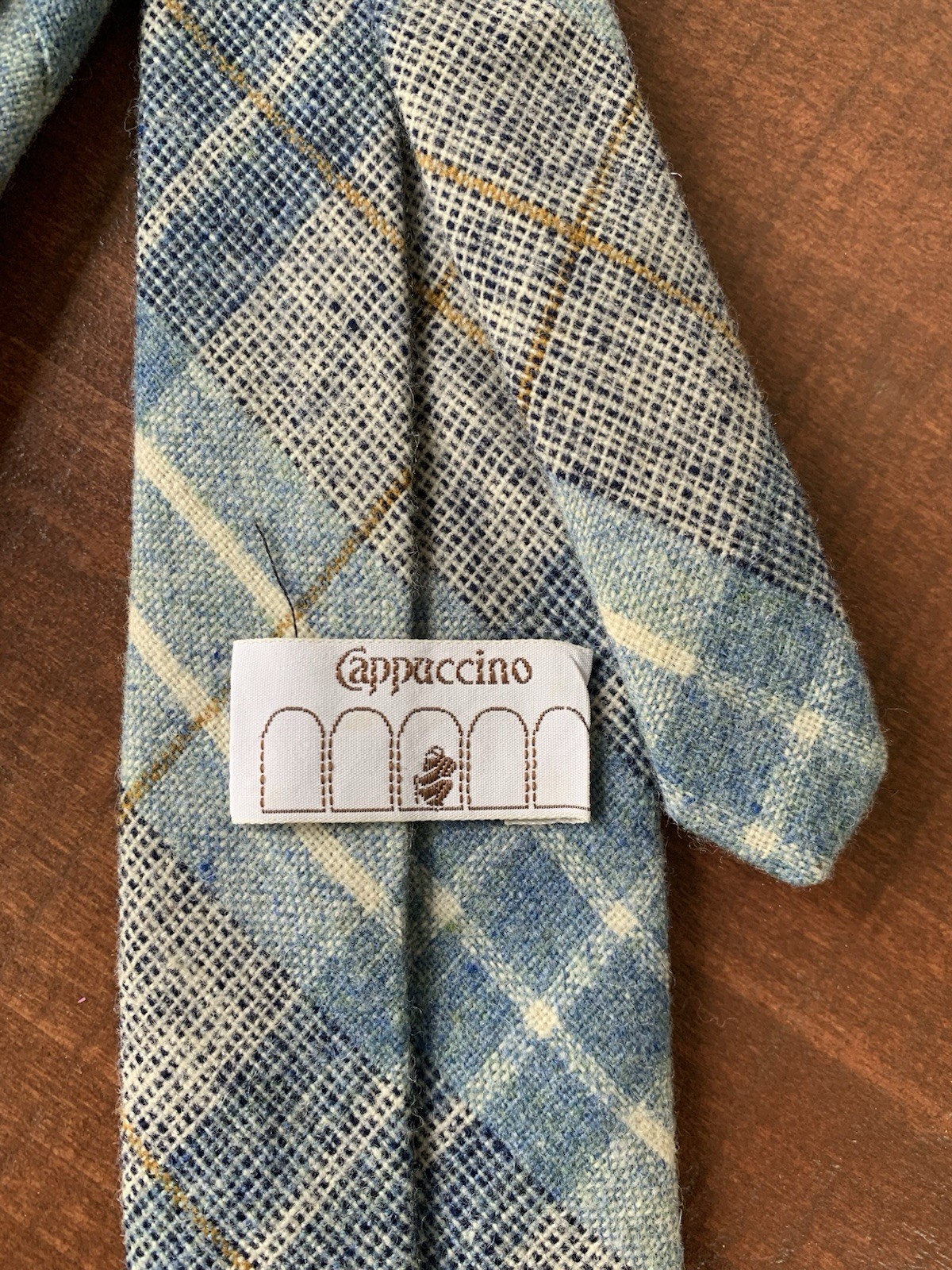 Men’s Vintage Necktie Plaid Wool Blend Shades of Blue Fathers Day Old Money Tie