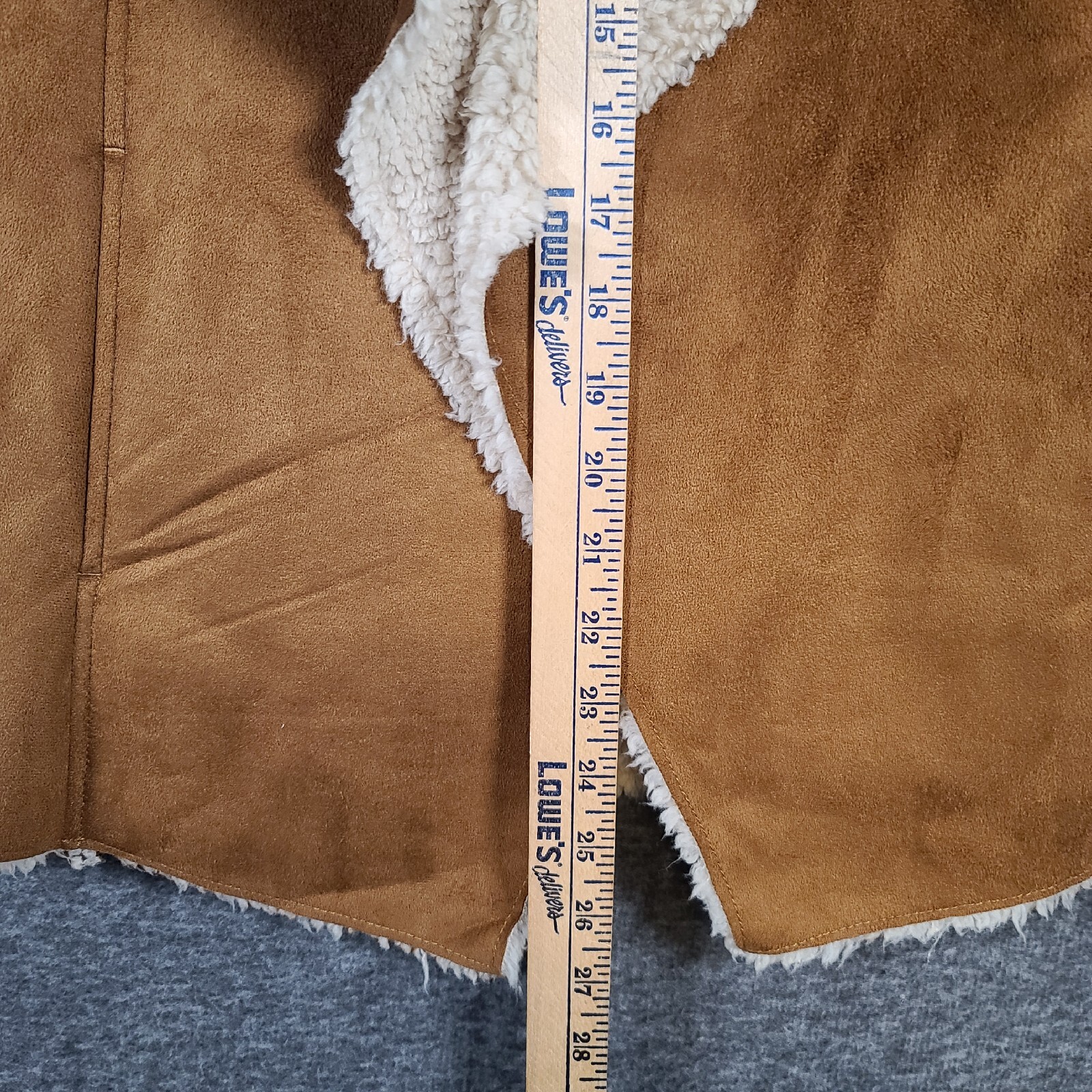 Bit & Bridle Women’s Medium Brown Faux Suede Shawl Collar Vest Faux Fur Lining