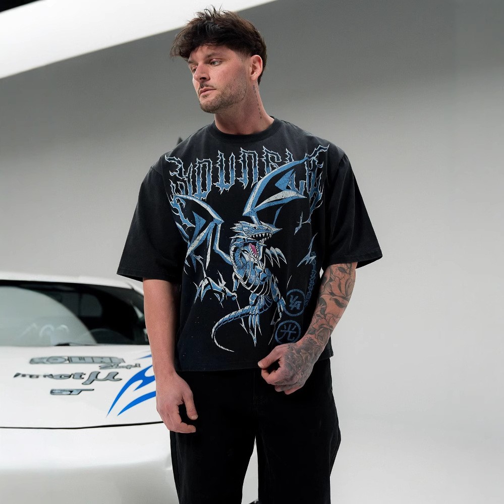 New YOUNGLA Collaboration Yu-Gi-Oh Men Oversize T-shirt Short Sleeve Sports Gym