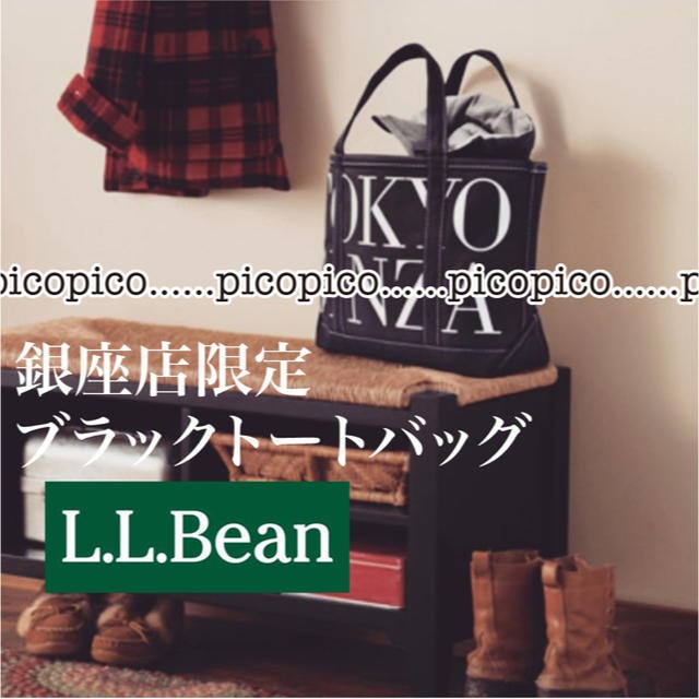 L.L.Bean Black Tote Bag Ginza Limited Edition Used