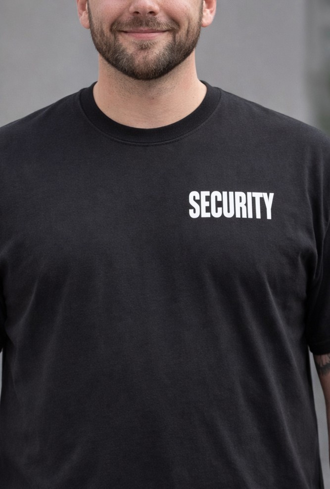 Security Printed left Chest & Full Back T-Shirt