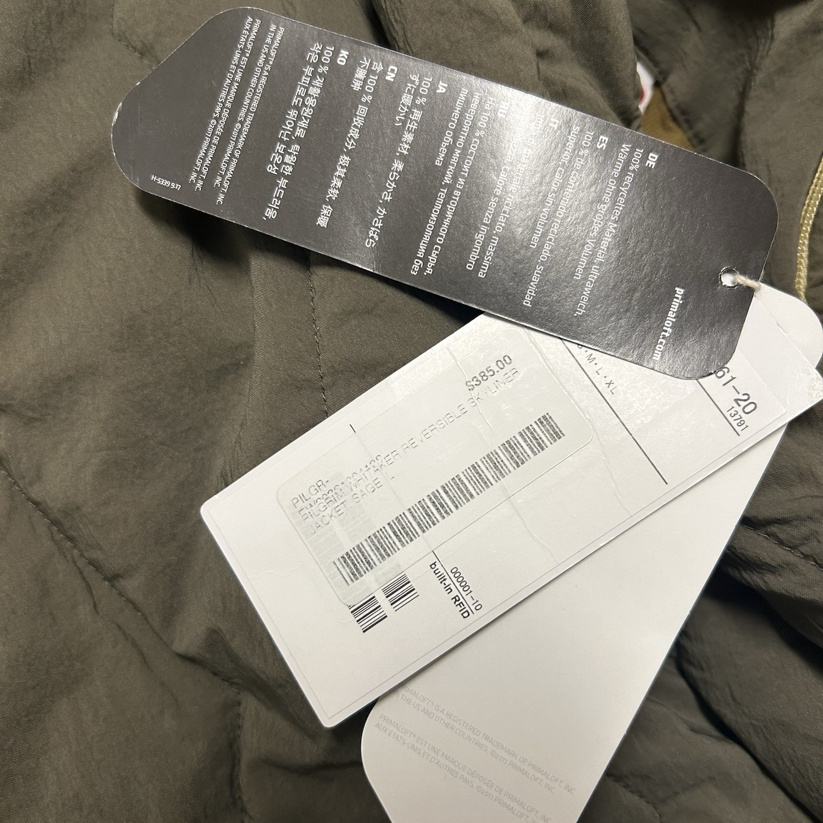 Pilgrim Surf Supply Men’s L Reversible Quilted Bomber Jacket Full Zip Green