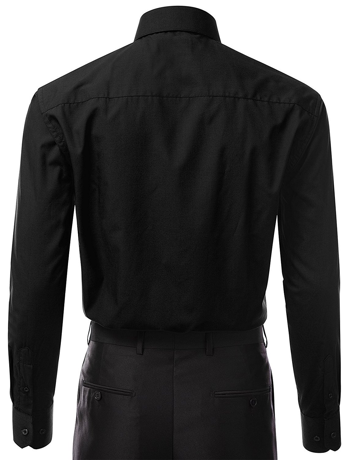 Berlioni Italy Men’s Premium French Convertible Cuff Solid Dress Shirt Black