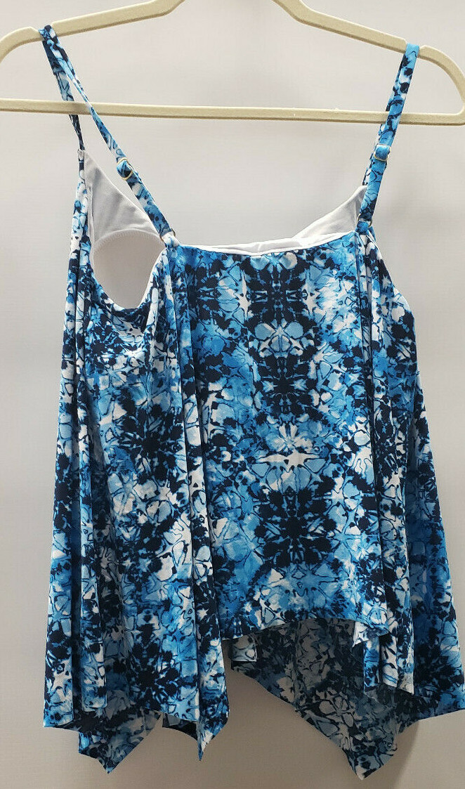 Dreamsuit By Miracle Brands Womens Bathing Suit Tankini Top Blue Multi size 10