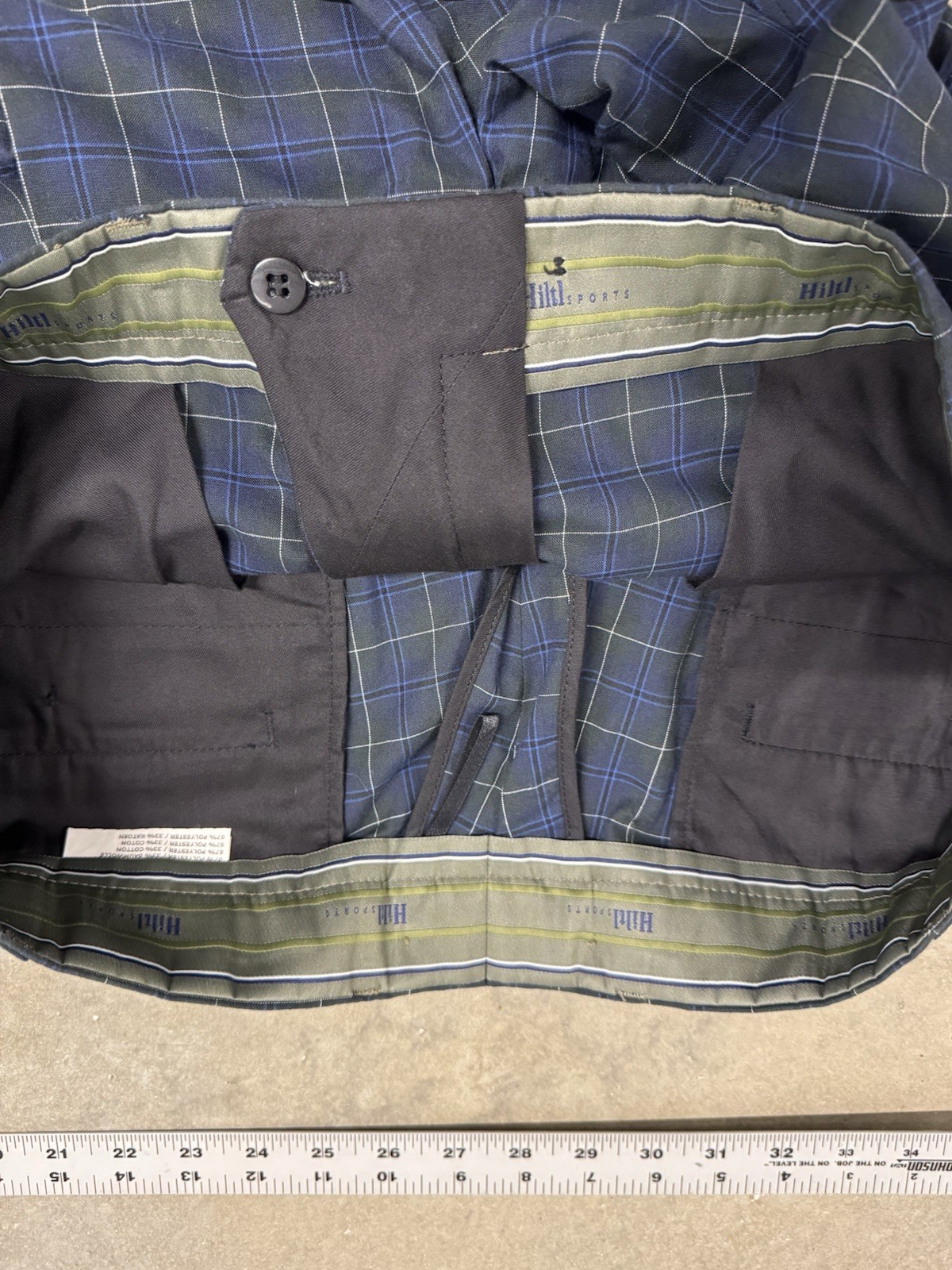 Vintage Hiltl Pants Mens 34×32 Plaid Check Golf Trousers Poly Cotton Pleated NEW