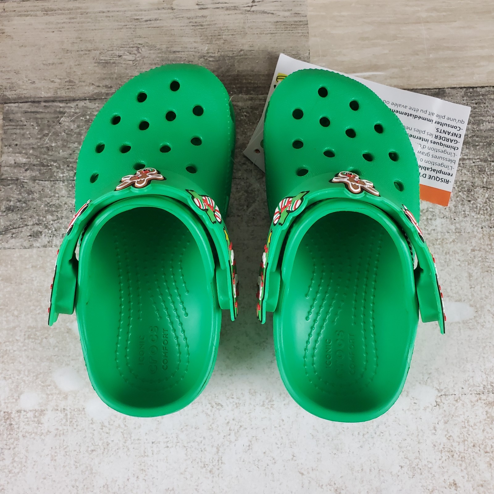 Crocs Classic Holiday Icons Lights Kids Clogs Sz 9 Rubber Grass Green Slingback