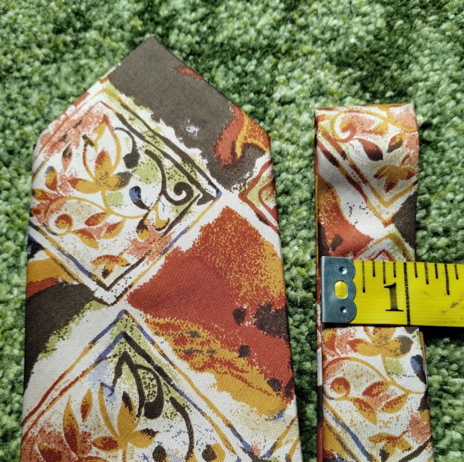 100% Thai Silk Tie Vintage Earth Tone Retro Batik Money Country Club Beatnick