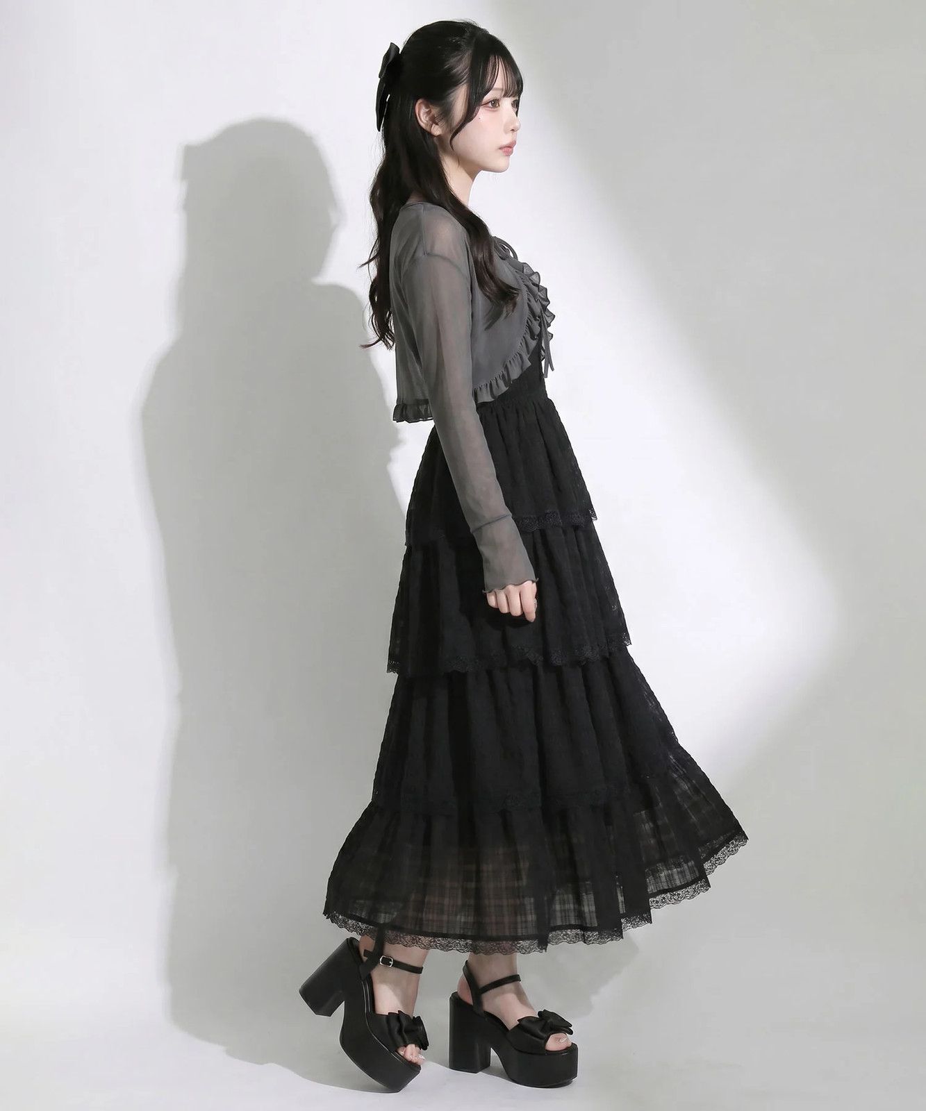 5 Way sheer bolero set tiered long cami dress Jirai New