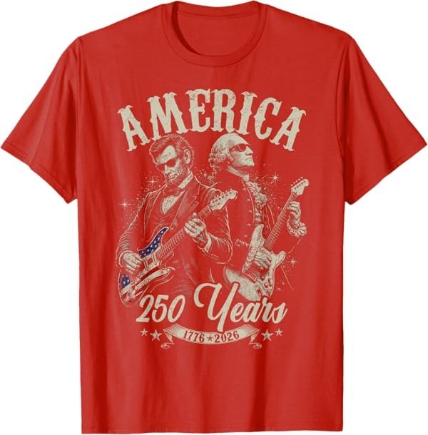 George Washington Lincoln Playing Guitar Abe Lincoln 250th T-Shirt