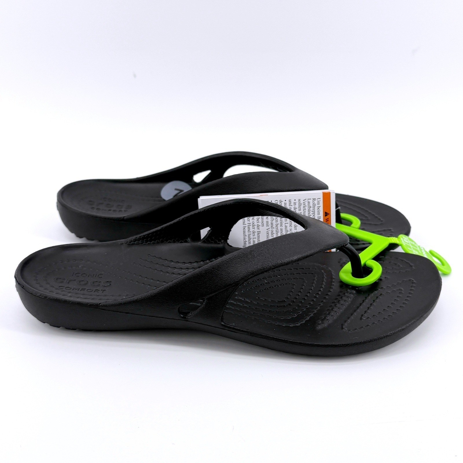 Crocs Kadee II Flip W Black Womens Size 7 Sandals Beach Vaca Pool 202492-001 NEW