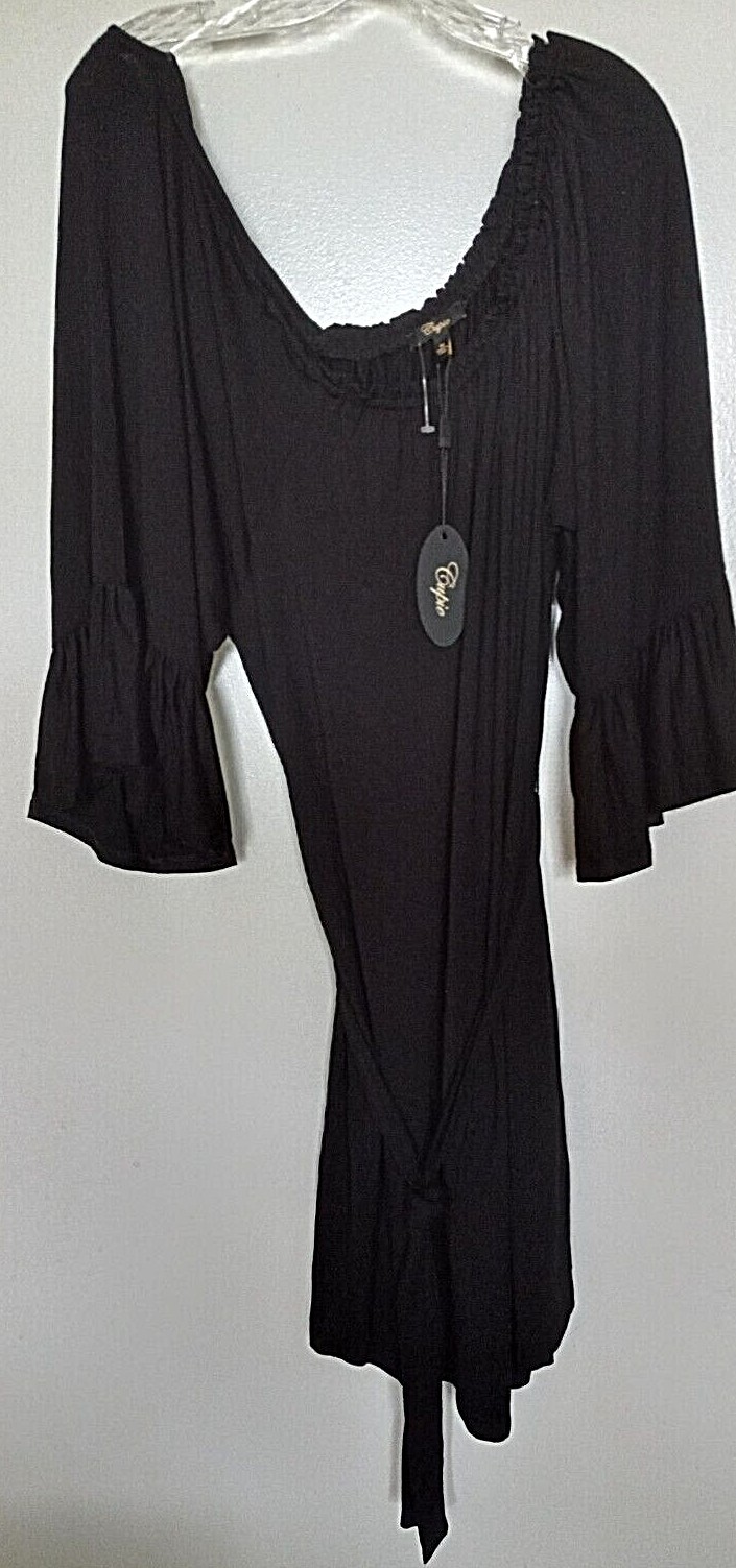 Cupio 95% viscose, 5% spandex solid black jersey off-the shoulder dress Size XL