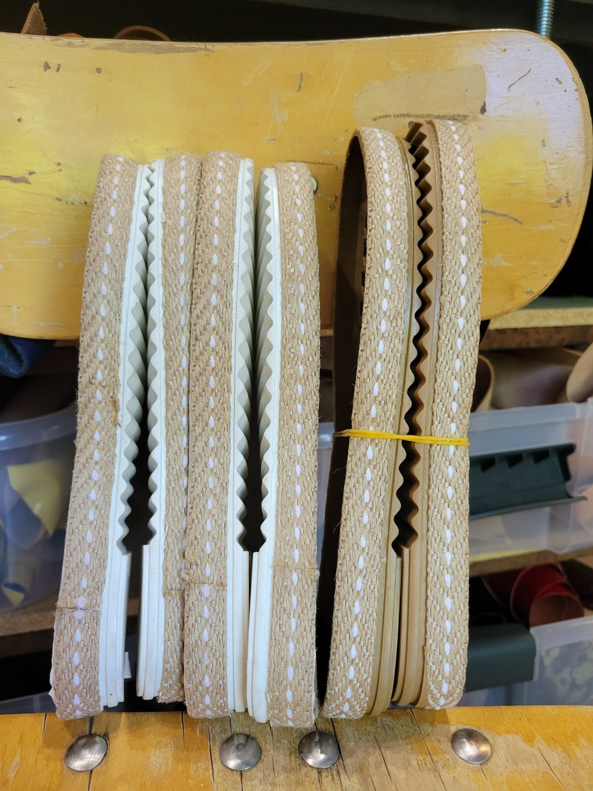 “Loren” Woven Soles, 3 pairs, sizes 36, 37, 38. corrugated rubber soles