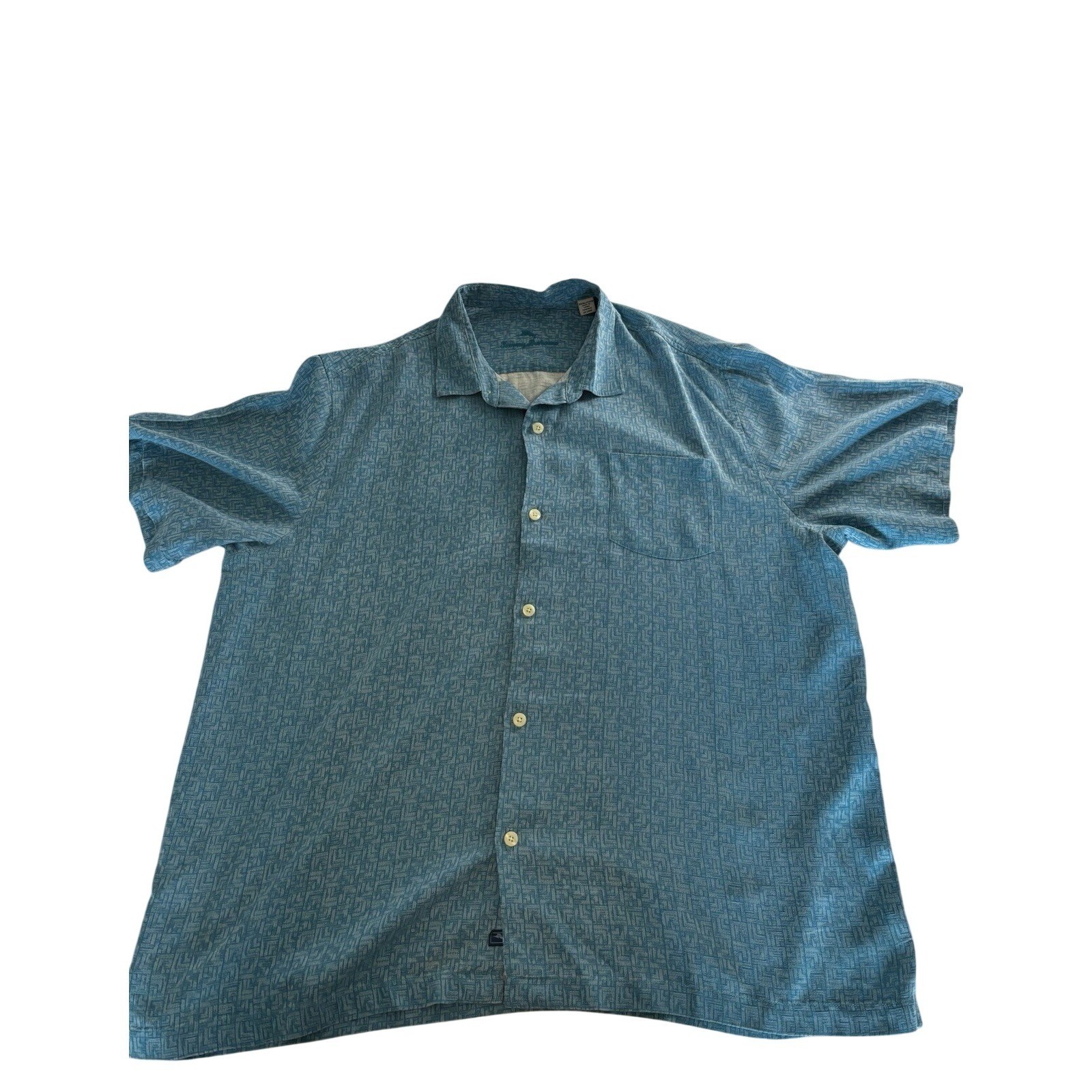 Tommy Bahama 3XL Silk Button Down Shirt Blue Hawaiian Retro Lightweight Fabric