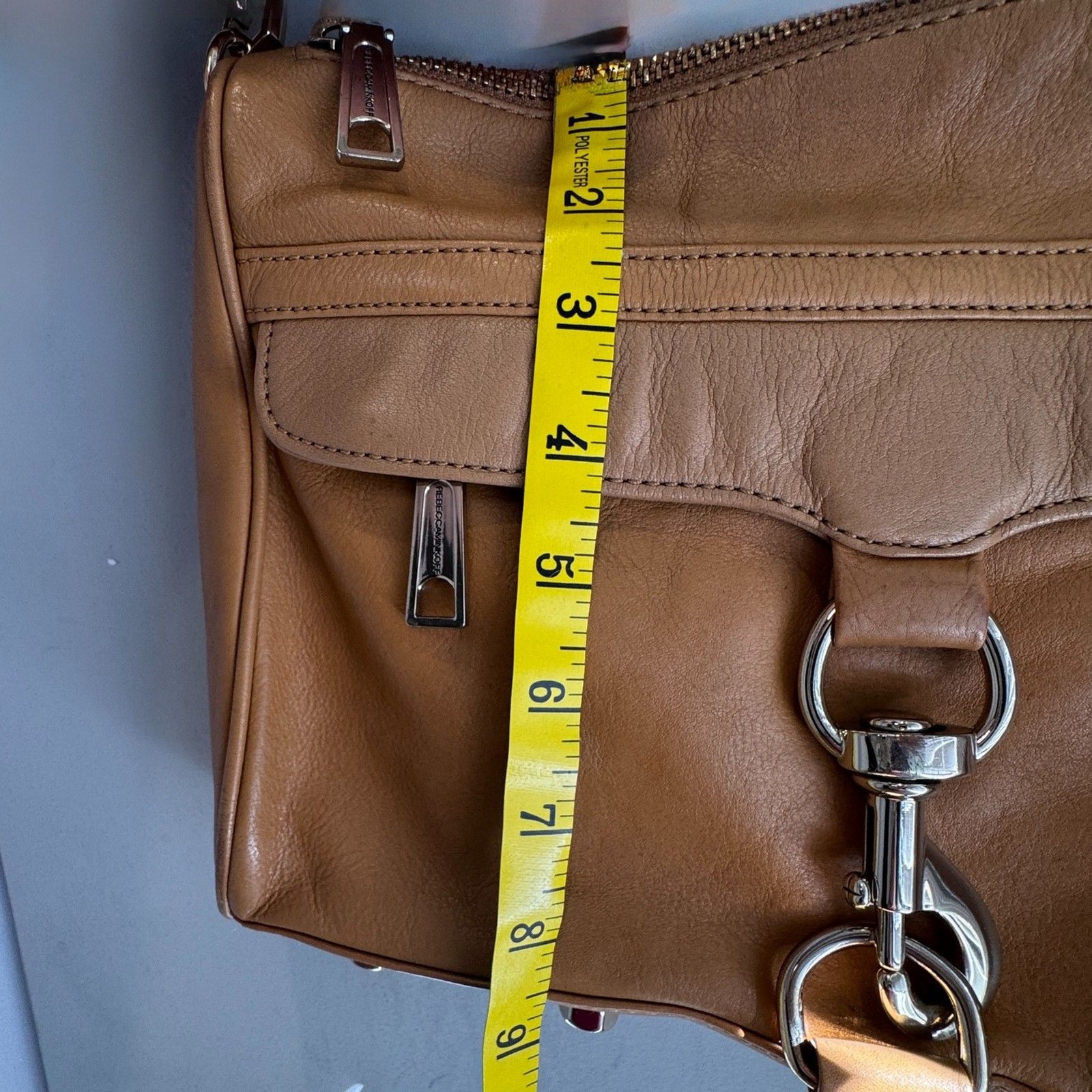 Rebecca Minkoff MAC Crossbody Bag Tan Leather Studded Chain Strap