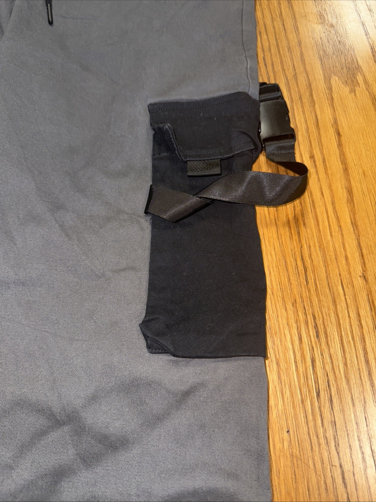 BLVCK Paris Gray/Black Buckle Strap Tokyo Pants sz XL