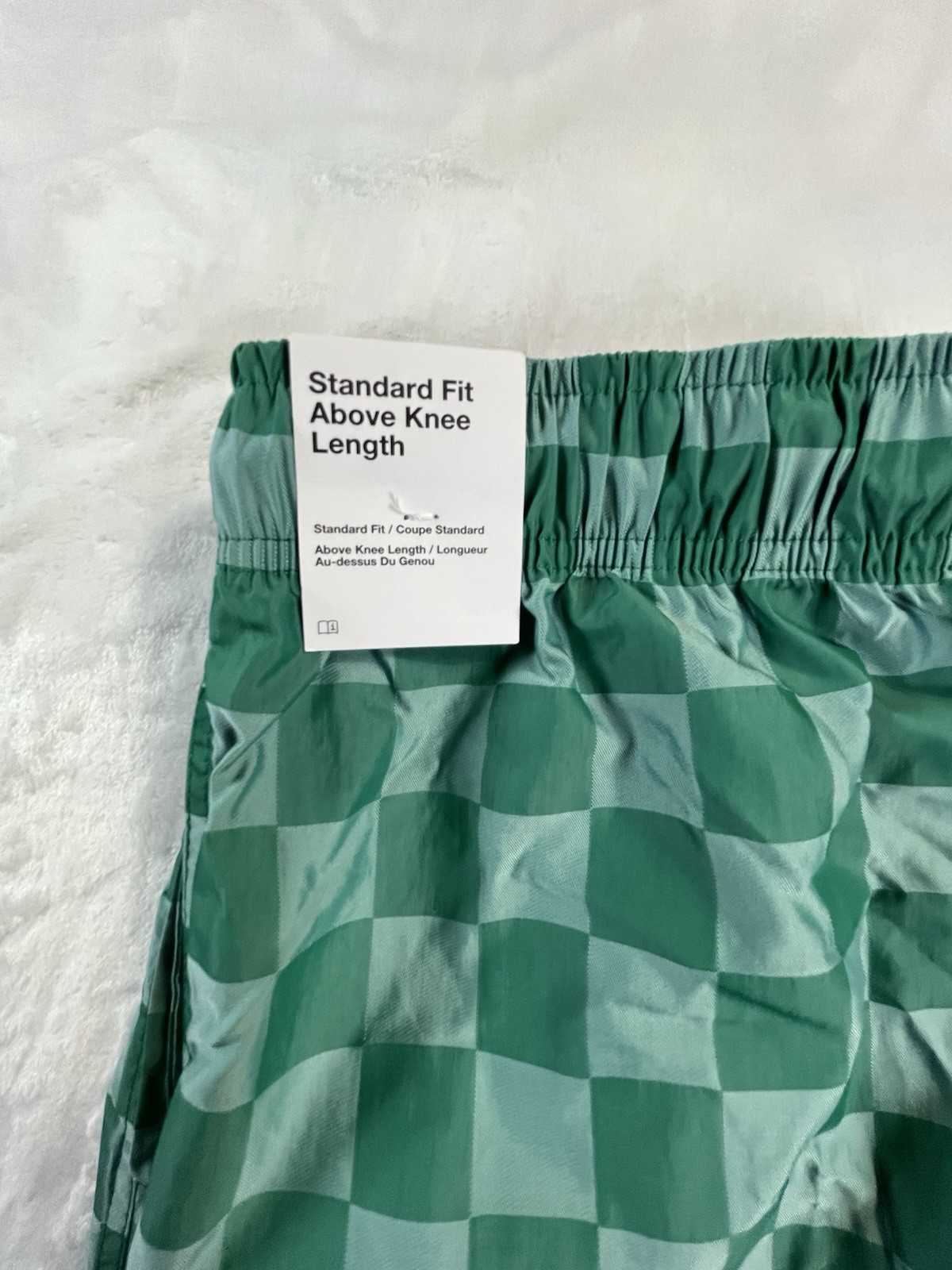 $60 Nike Mens Medium Club Shorts Checkered Relaxed-Fit 6″ Drawstring Green NEW