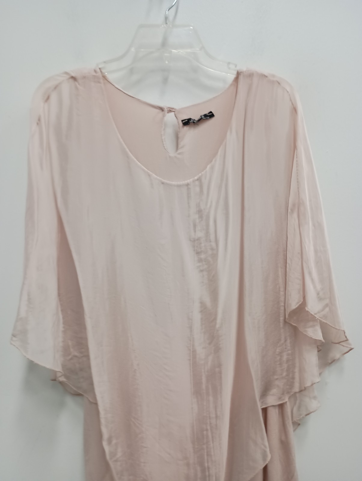 Charlie B Womens Tunic Top Large Pink Layered Sheer Silk Blend Fairy Romantic