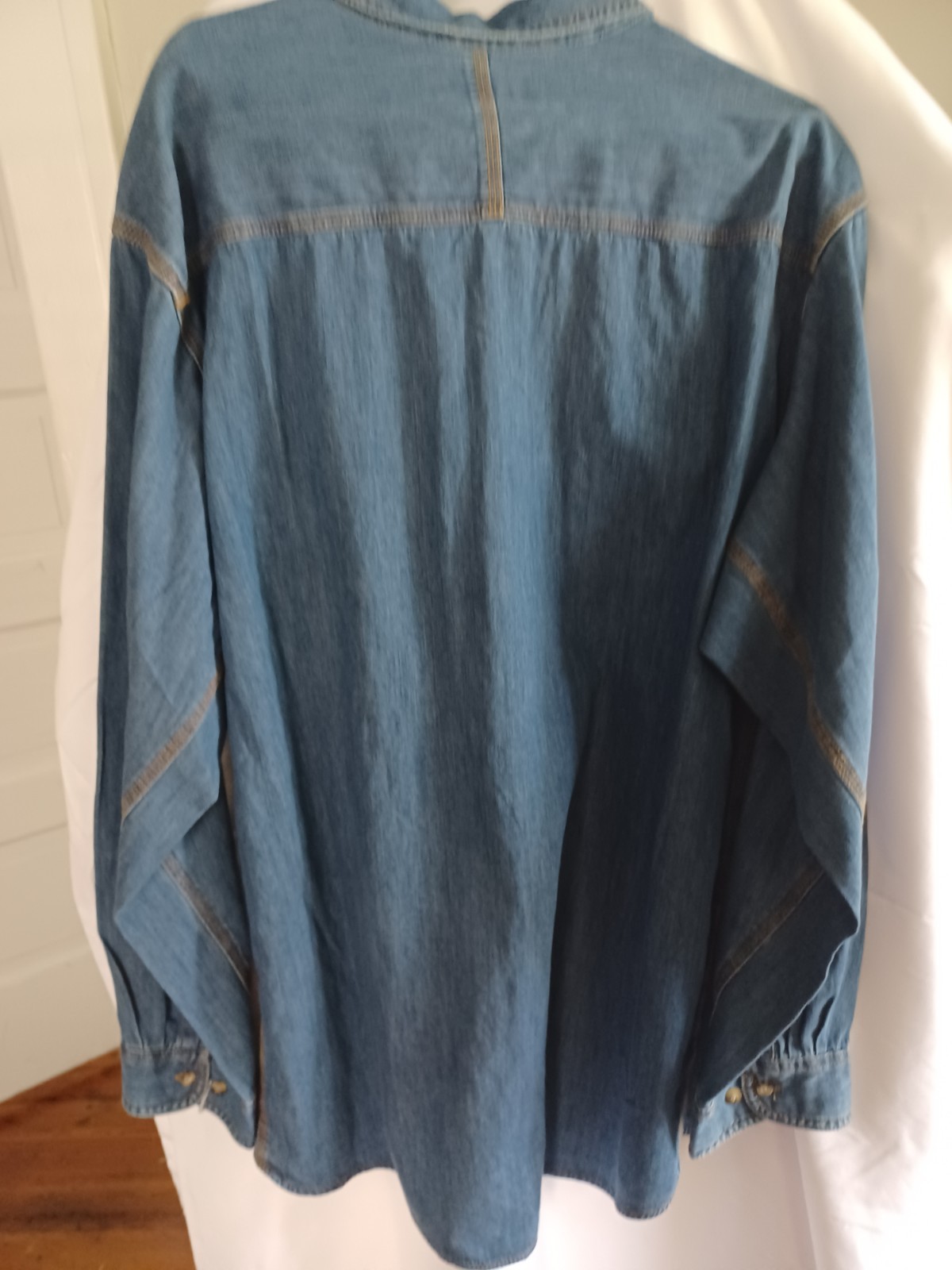 Wrangler RIGGS Workwear Room2Move Blue Denim Long Sleeve Button-Down Shirt 2XL