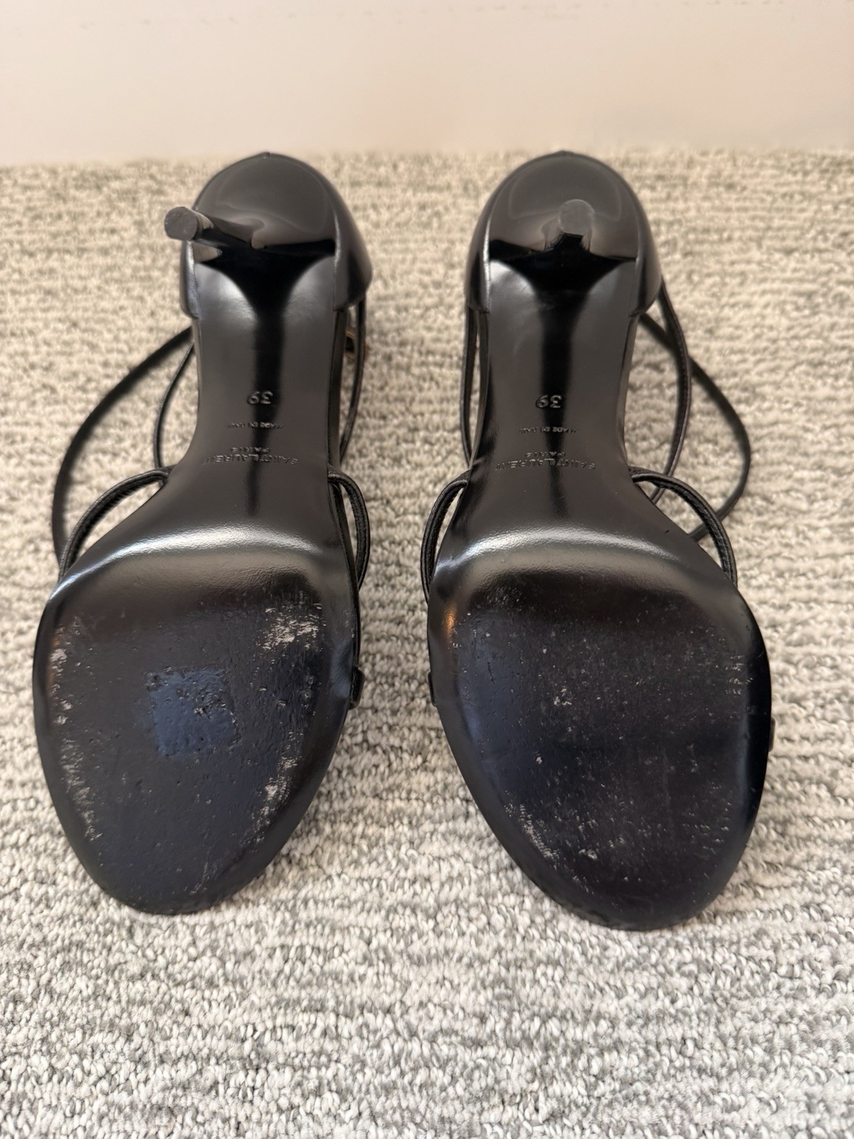 Saint Laurent YSL Sandals Size 39 Capretto glomer/gold. Nero