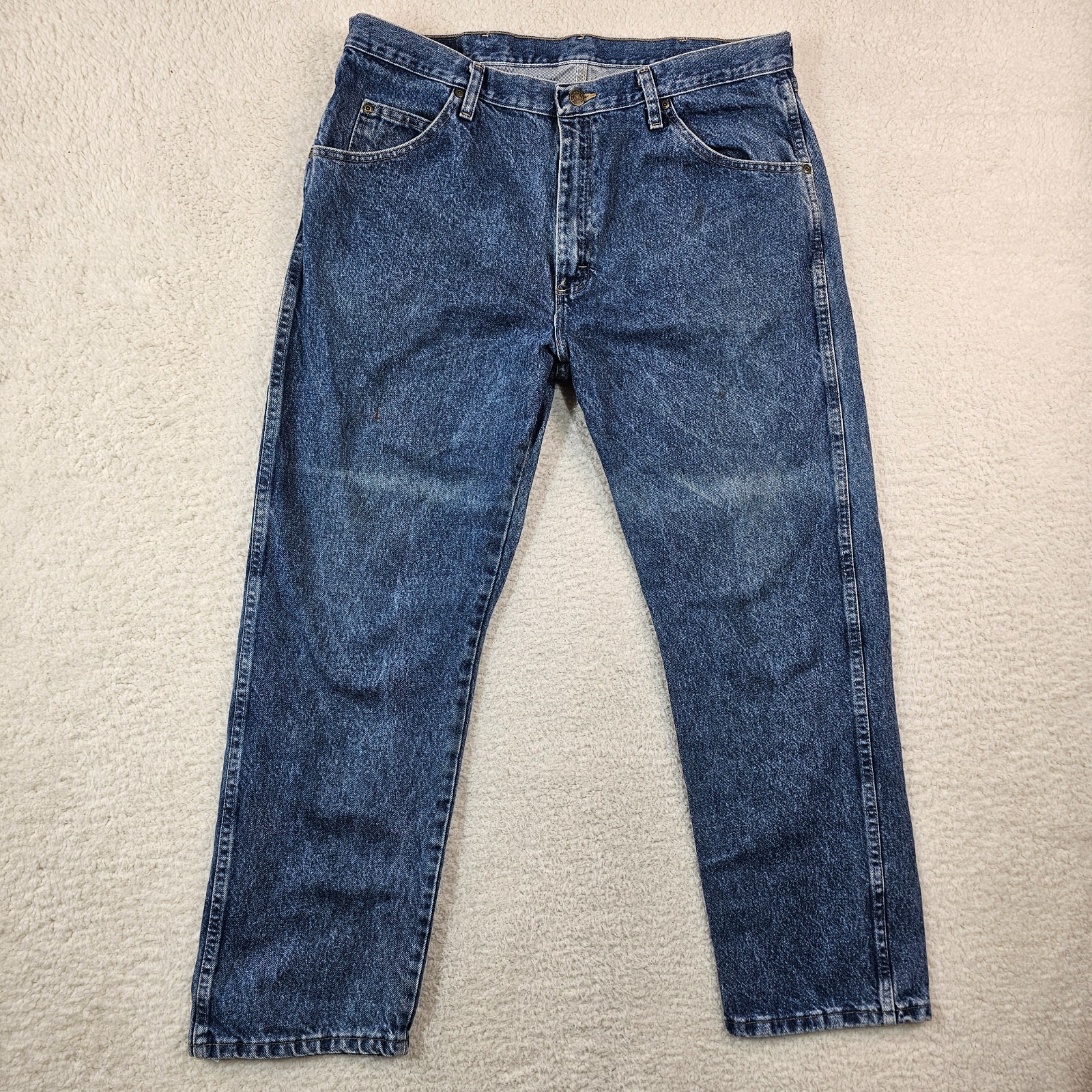 90s Genuine Wrangler Jeans Men 38×30 Blue Regular Fit 100% Cotton Red Tag 5 Star