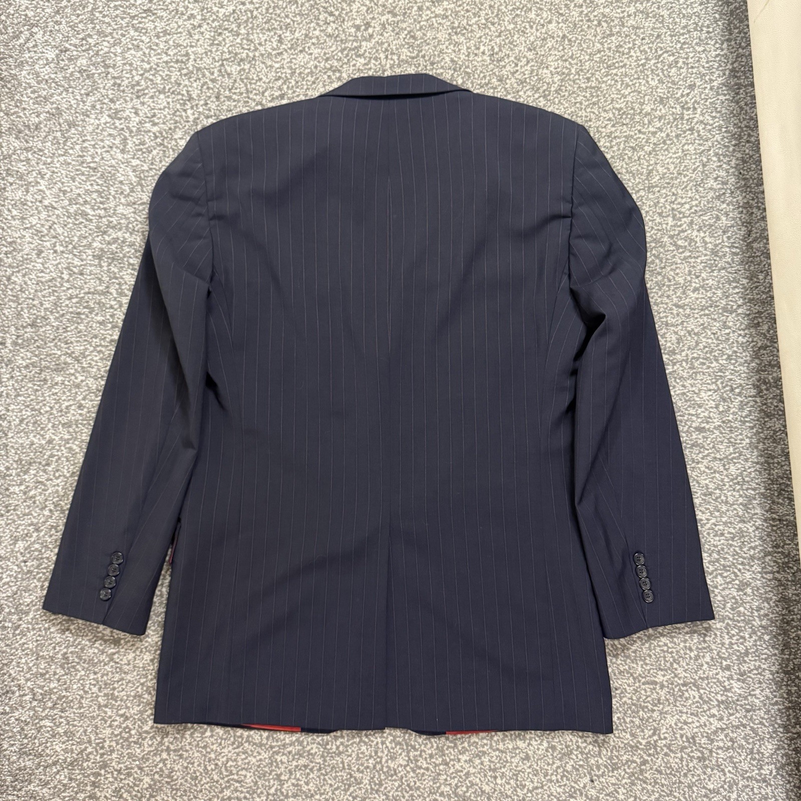 Strellson Men’s Wool Jacket Blazer Uk 40 Eu 50 Black Pinstriped Made in Portugal